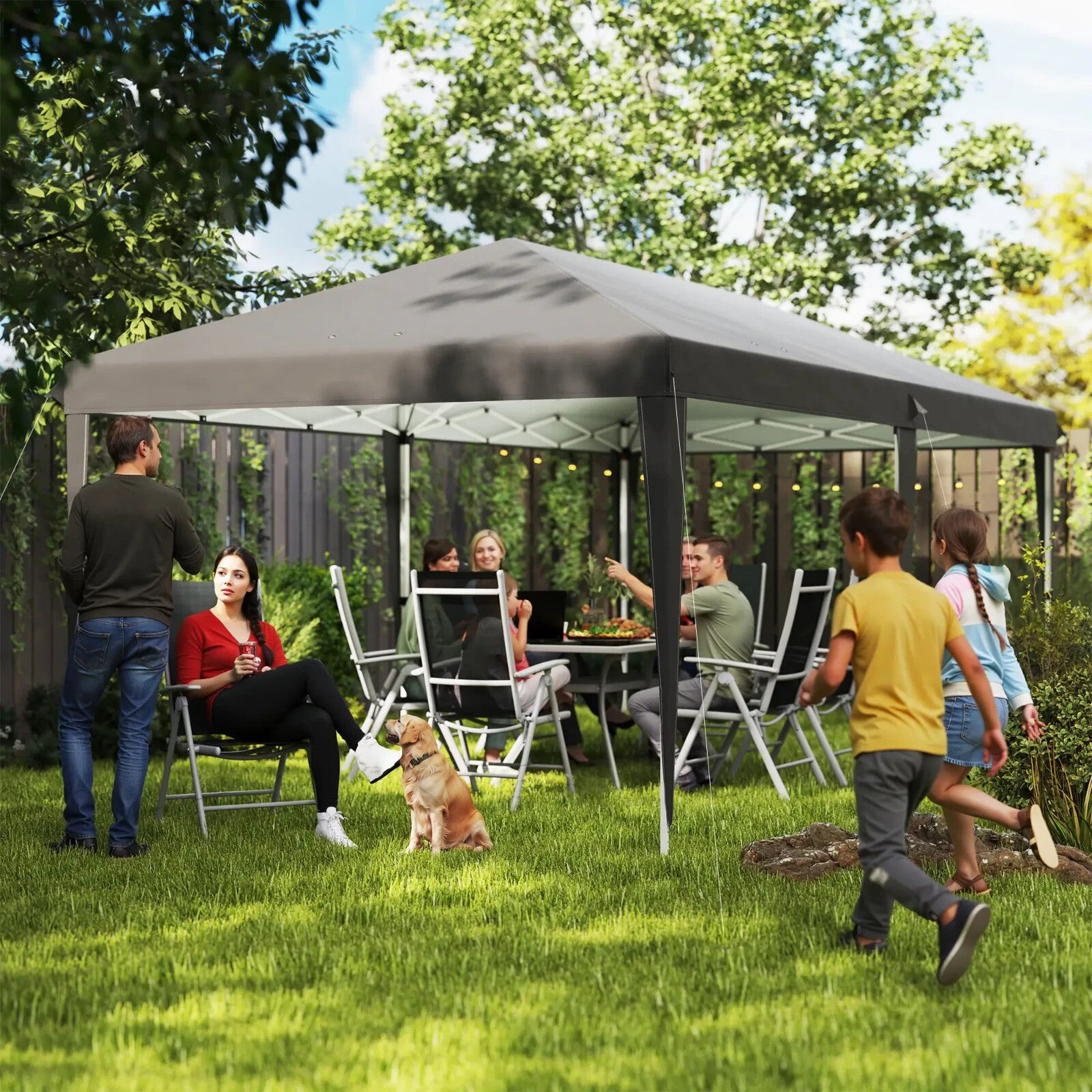 Large Pop Up Gazebo Patio Party Event Heavy Duty Marquee 6 x 3m Canopy Sun Shade - Home and Garden Furniture Shop - rustic - furniture
