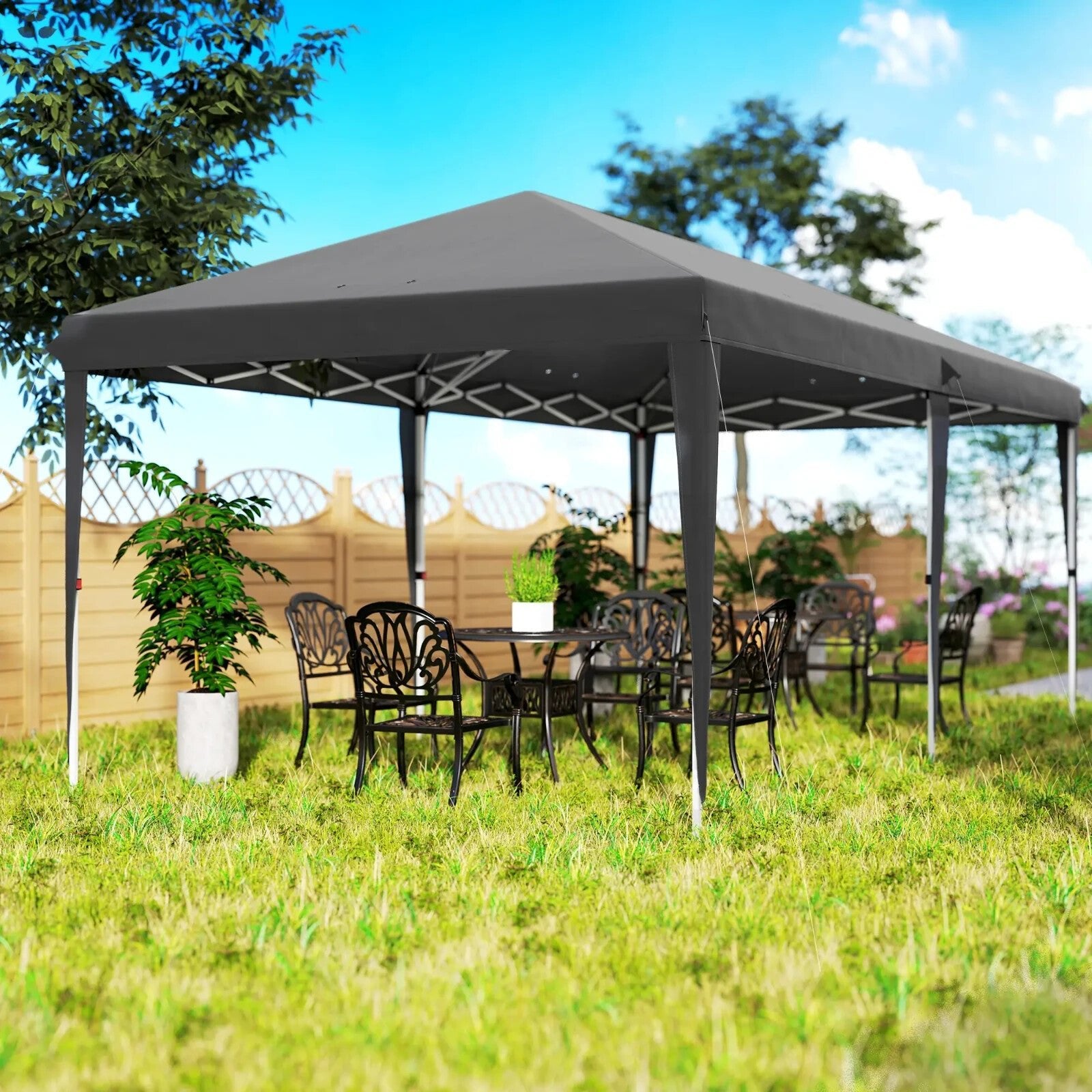 Large Pop Up Gazebo Patio Party Event Heavy Duty Marquee 6 x 3m Canopy Sun Shade - Home and Garden Furniture Shop - rustic - furniture