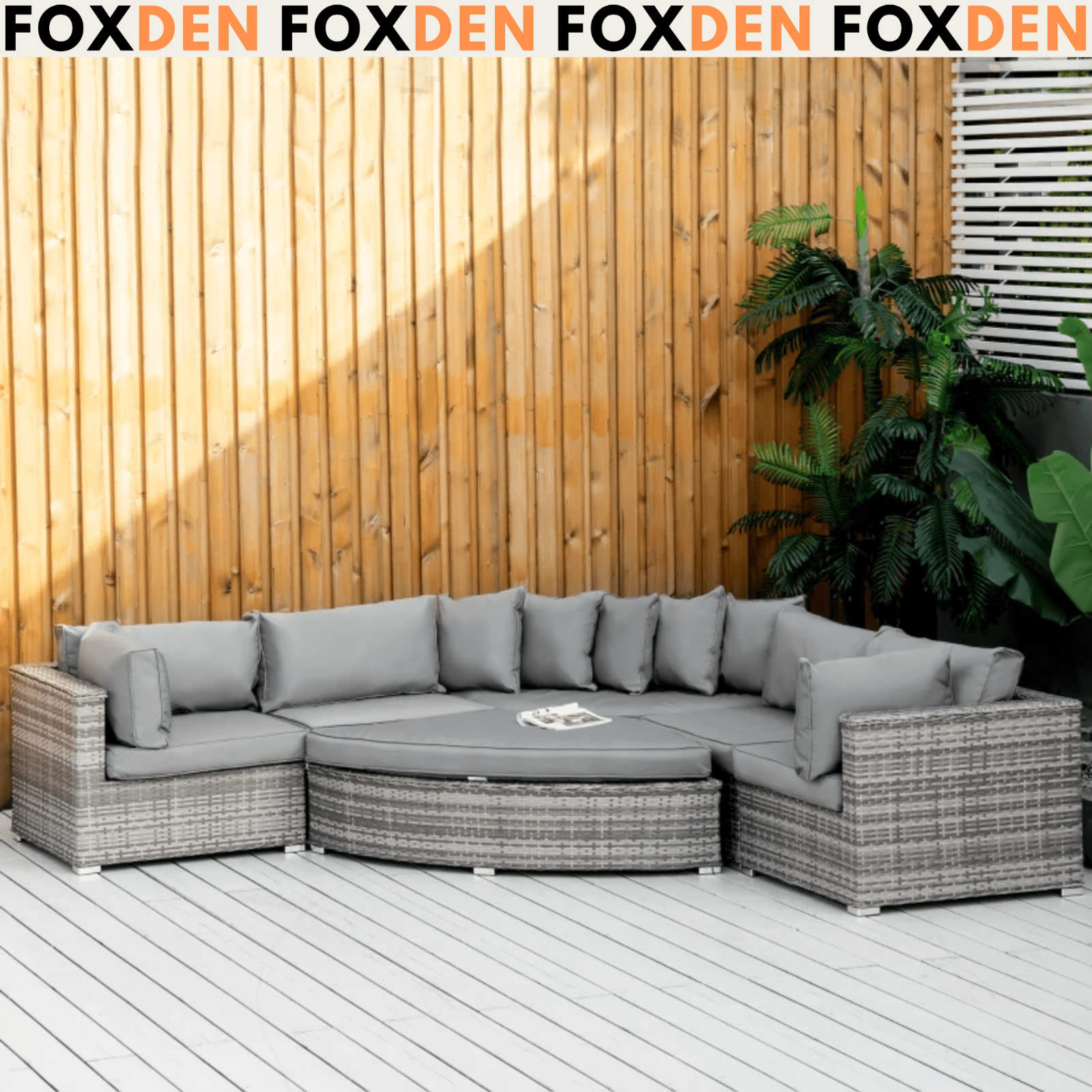 Large Rattan Corner Sofa Set Garden Patio Wicker Furniture Round Chair Cushion - Home and Garden Furniture Shop - #rustic - furniture#