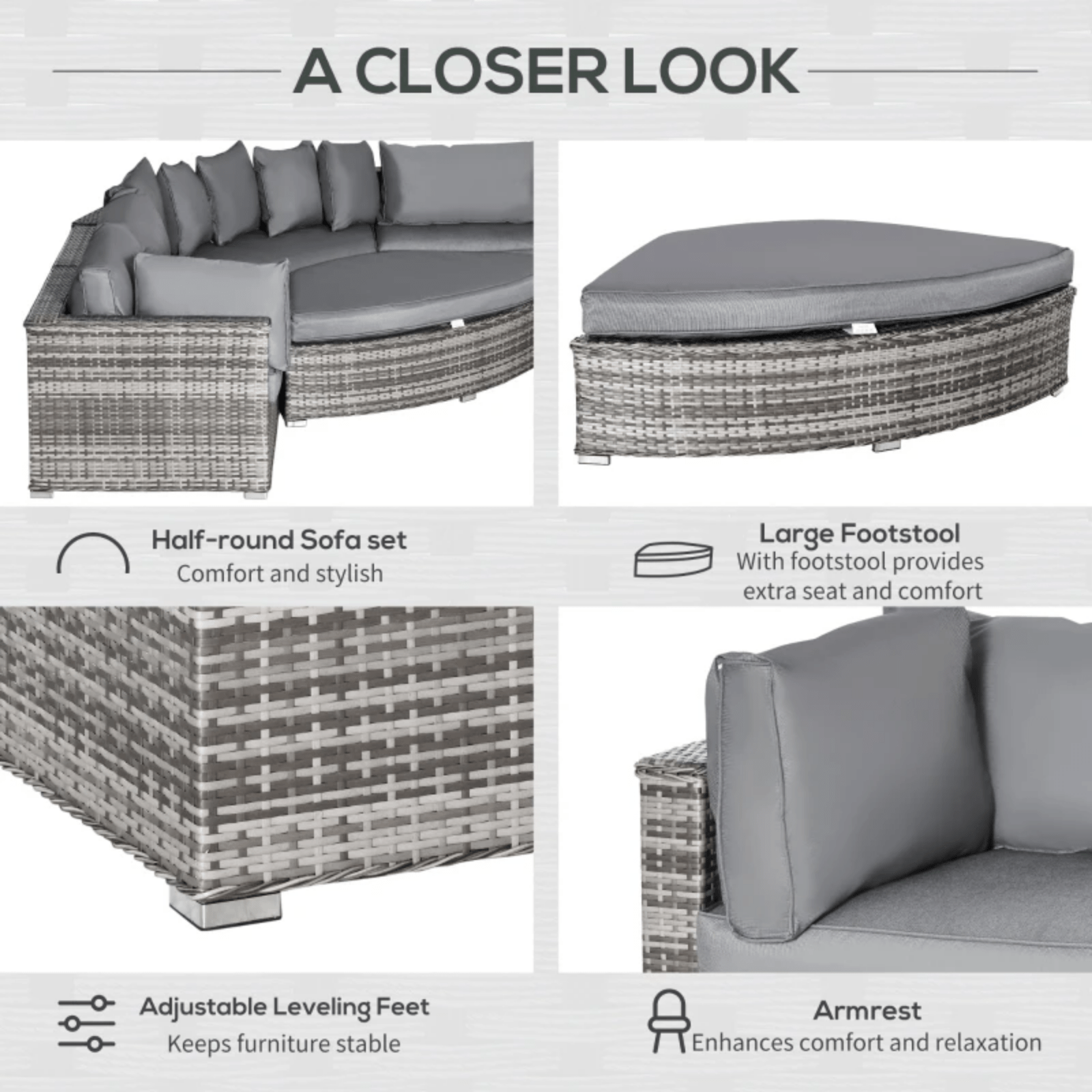 Large Rattan Corner Sofa Set Garden Patio Wicker Furniture Round Chair Cushion - Home and Garden Furniture Shop - rustic - furniture