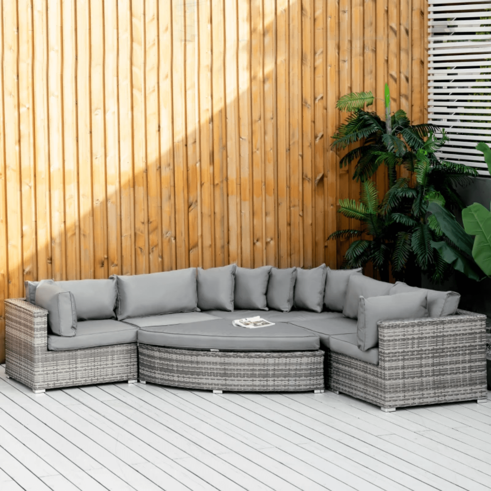 Large Rattan Corner Sofa Set Garden Patio Wicker Furniture Round Chair Cushion - Home and Garden Furniture Shop - rustic - furniture
