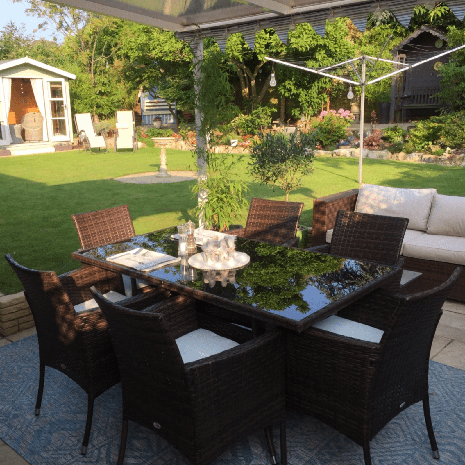 Large Rattan Dining Table and Chairs Set 6 Seater Patio Garden Furniture Seating - Home and Garden Furniture Shop - rustic - furniture