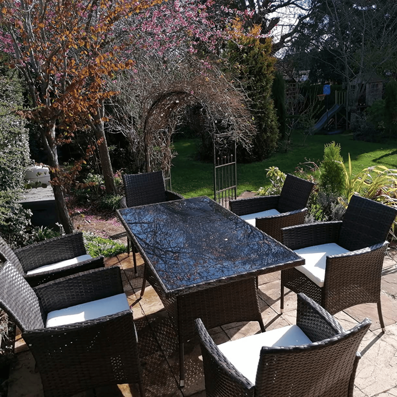 Large Rattan Dining Table and Chairs Set 6 Seater Patio Garden Furniture Seating - Home and Garden Furniture Shop - rustic - furniture