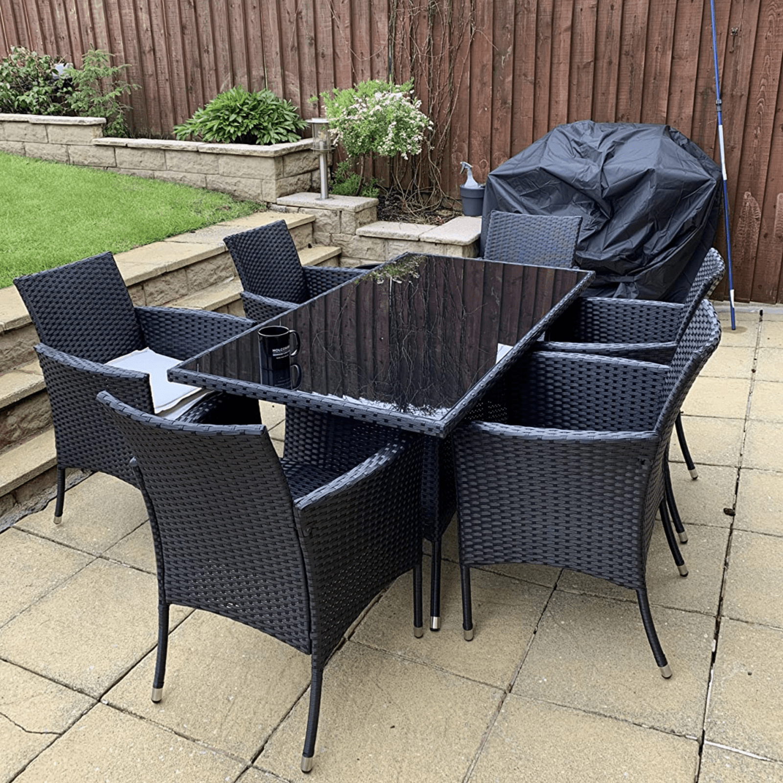 Large Rattan Dining Table and Chairs Set 6 Seater Patio Garden Furniture Seating - Home and Garden Furniture Shop - #rustic - furniture#