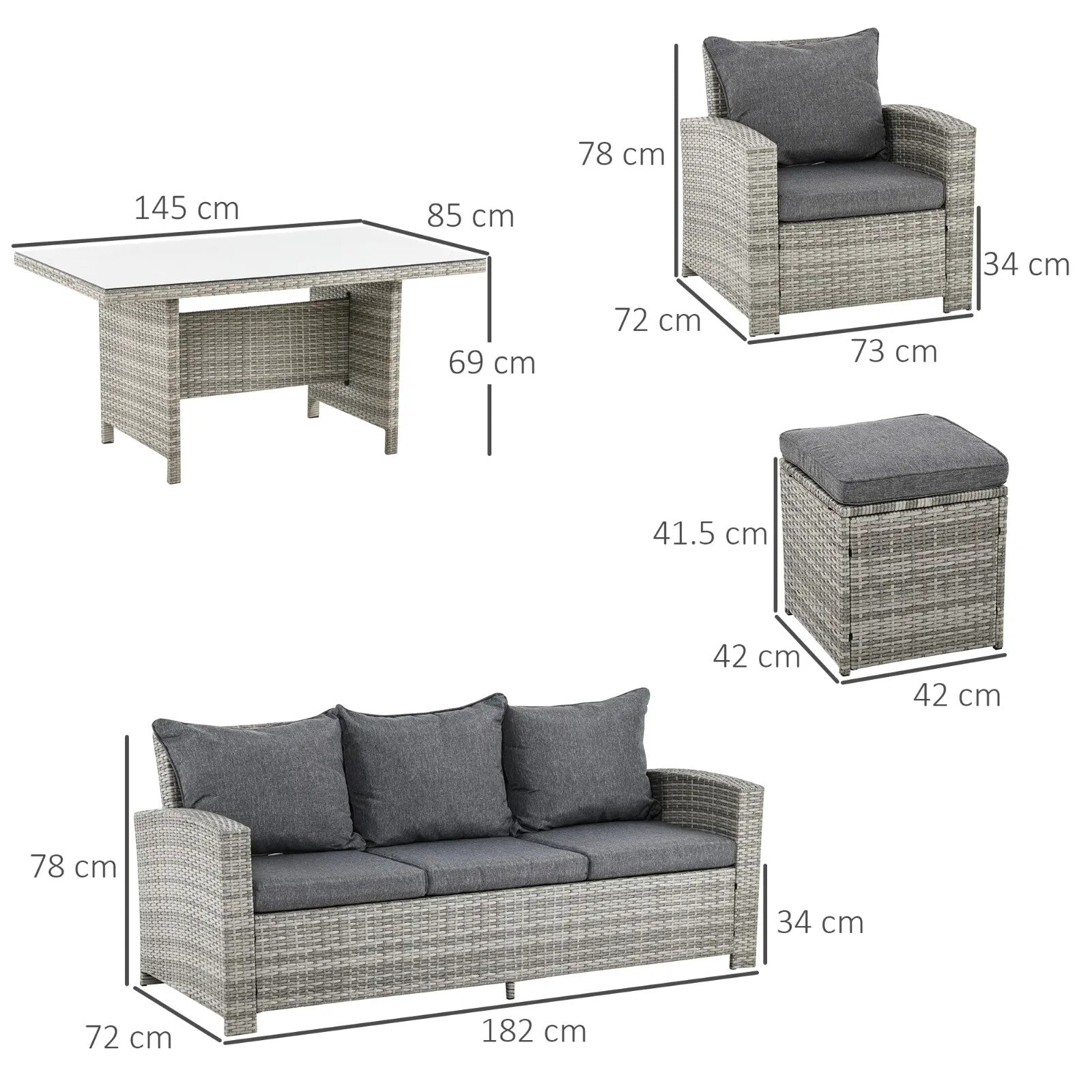 Large Rattan Patio Sofa Set Cushion Outdoor Garden Furniture Table Armchairs Set - Home and Garden Furniture Shop - rustic - furniture