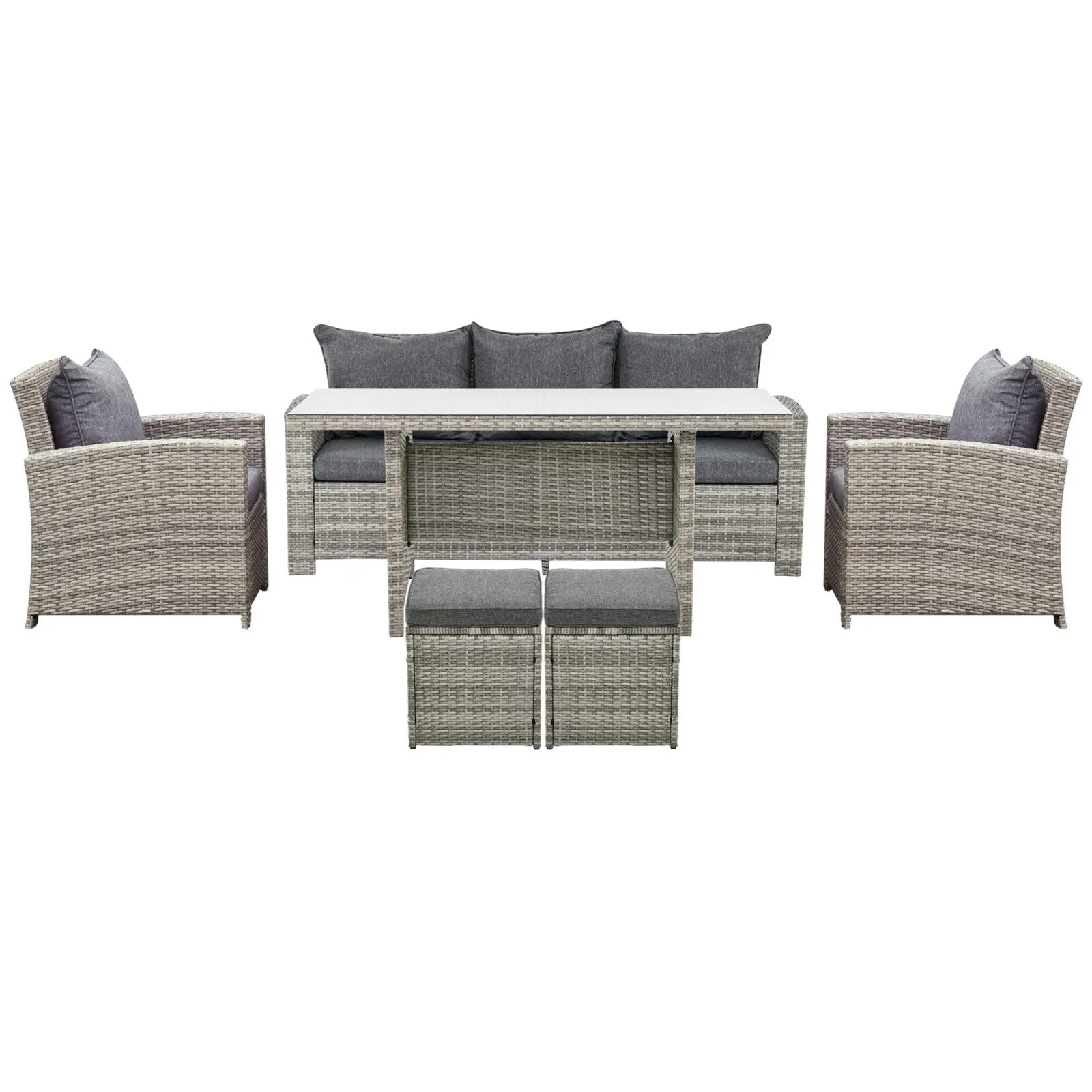 Large Rattan Patio Sofa Set Cushion Outdoor Garden Furniture Table Armchairs Set - Home and Garden Furniture Shop - rustic - furniture