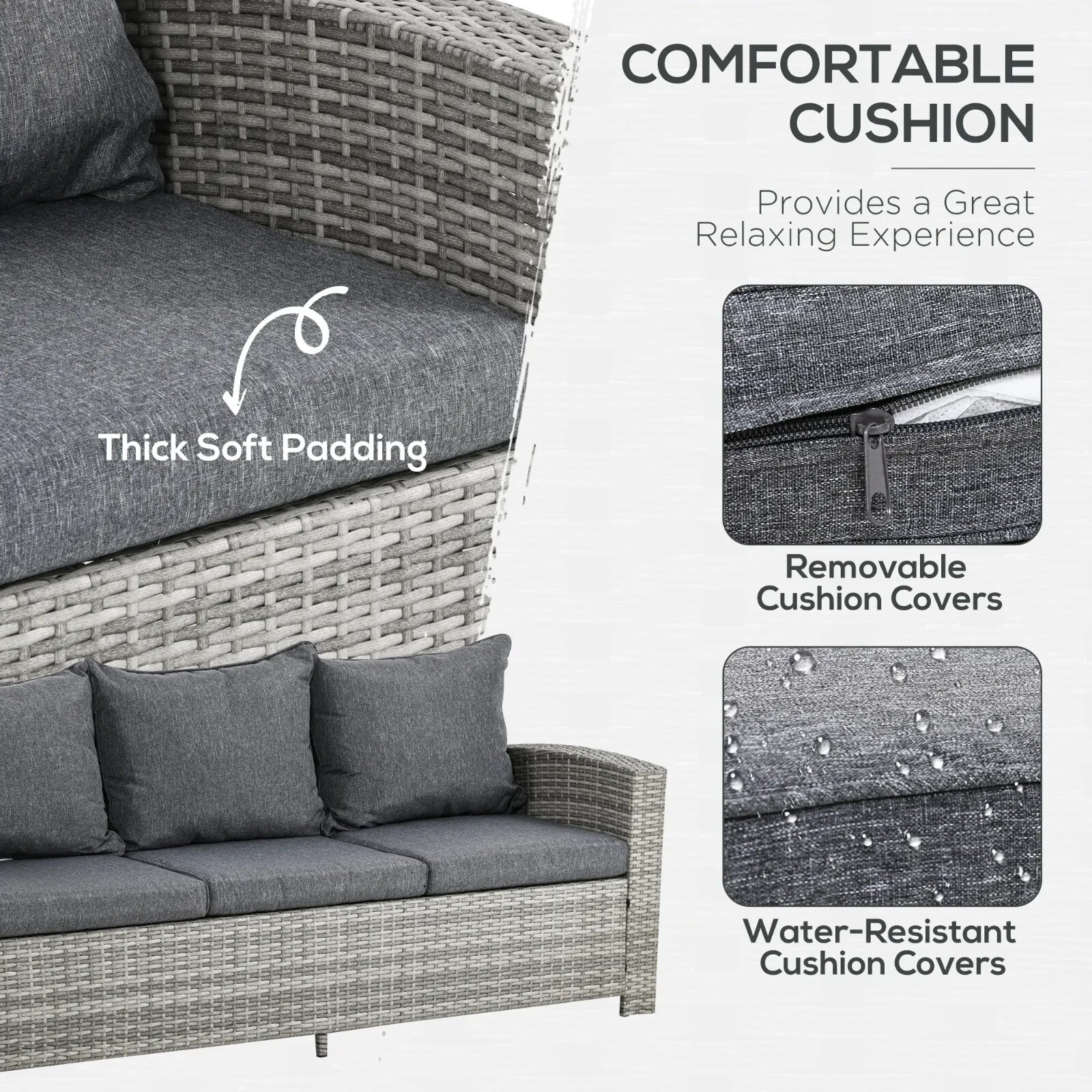 Large Rattan Patio Sofa Set Cushion Outdoor Garden Furniture Table Armchairs Set - Home and Garden Furniture Shop - rustic - furniture