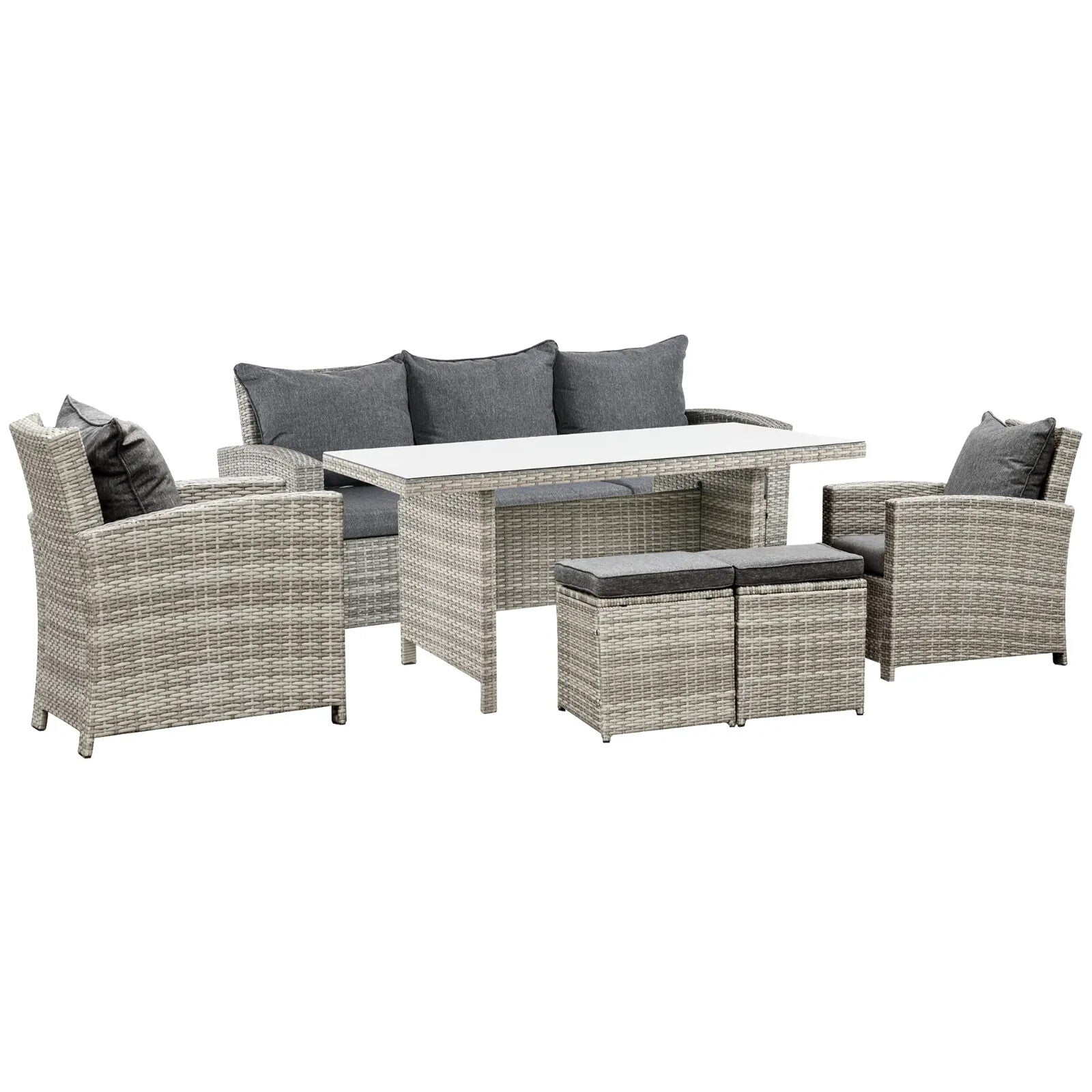 Large Rattan Patio Sofa Set Cushion Outdoor Garden Furniture Table Armchairs Set - Home and Garden Furniture Shop - rustic - furniture