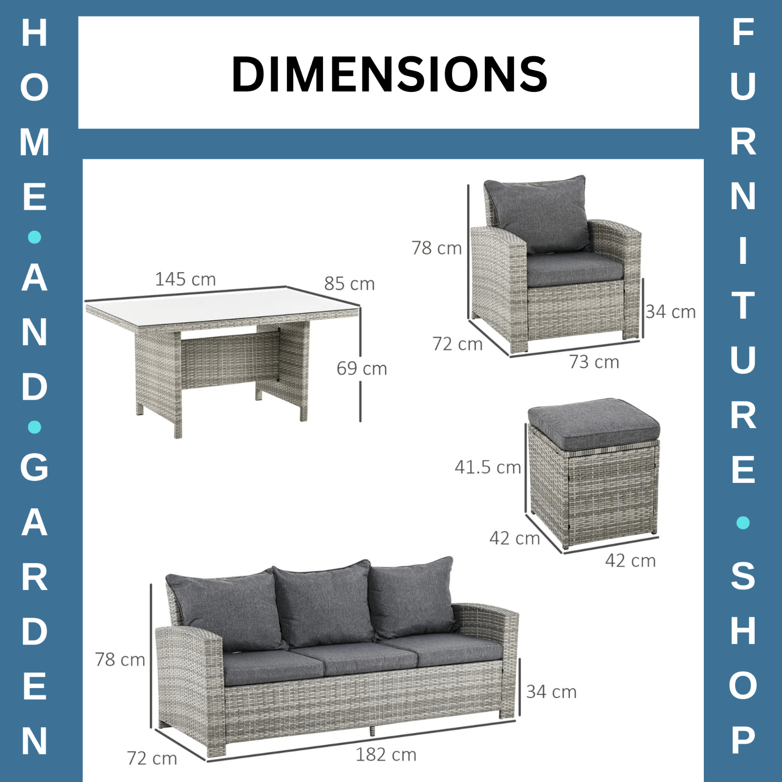 Large Rattan Patio Sofa Set Cushion Outdoor Garden Furniture Table Armchairs Set - Home and Garden Furniture Shop - rustic - furniture