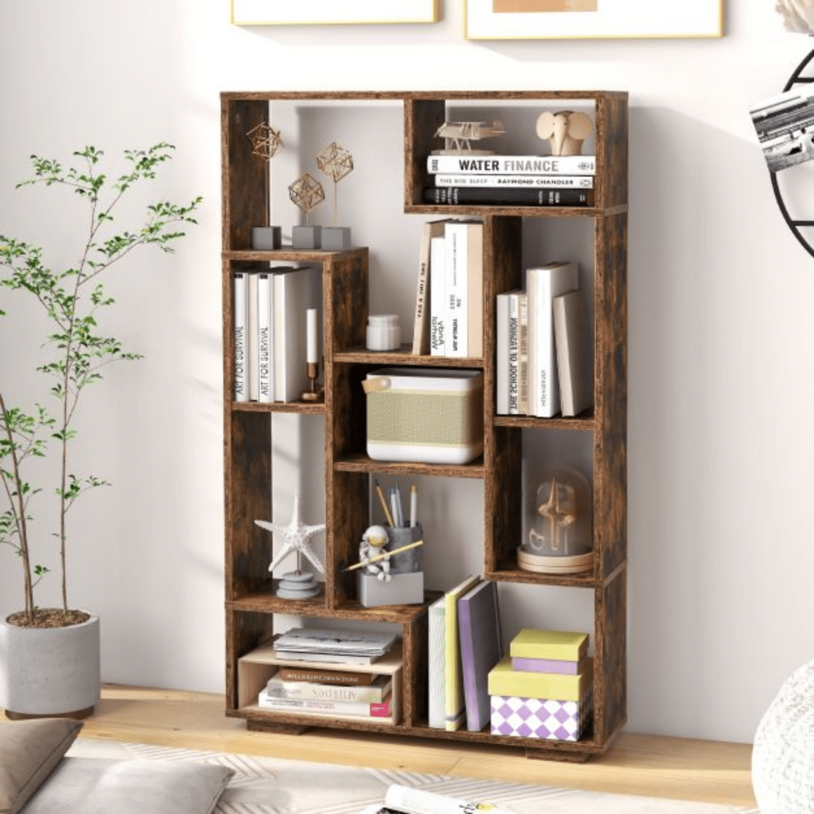 Large Rustic Bookcase Cube Storage Living Room Tall Bookshelf Organiser Unit NEW - Home and Garden Furniture Shop - #rustic - furniture#