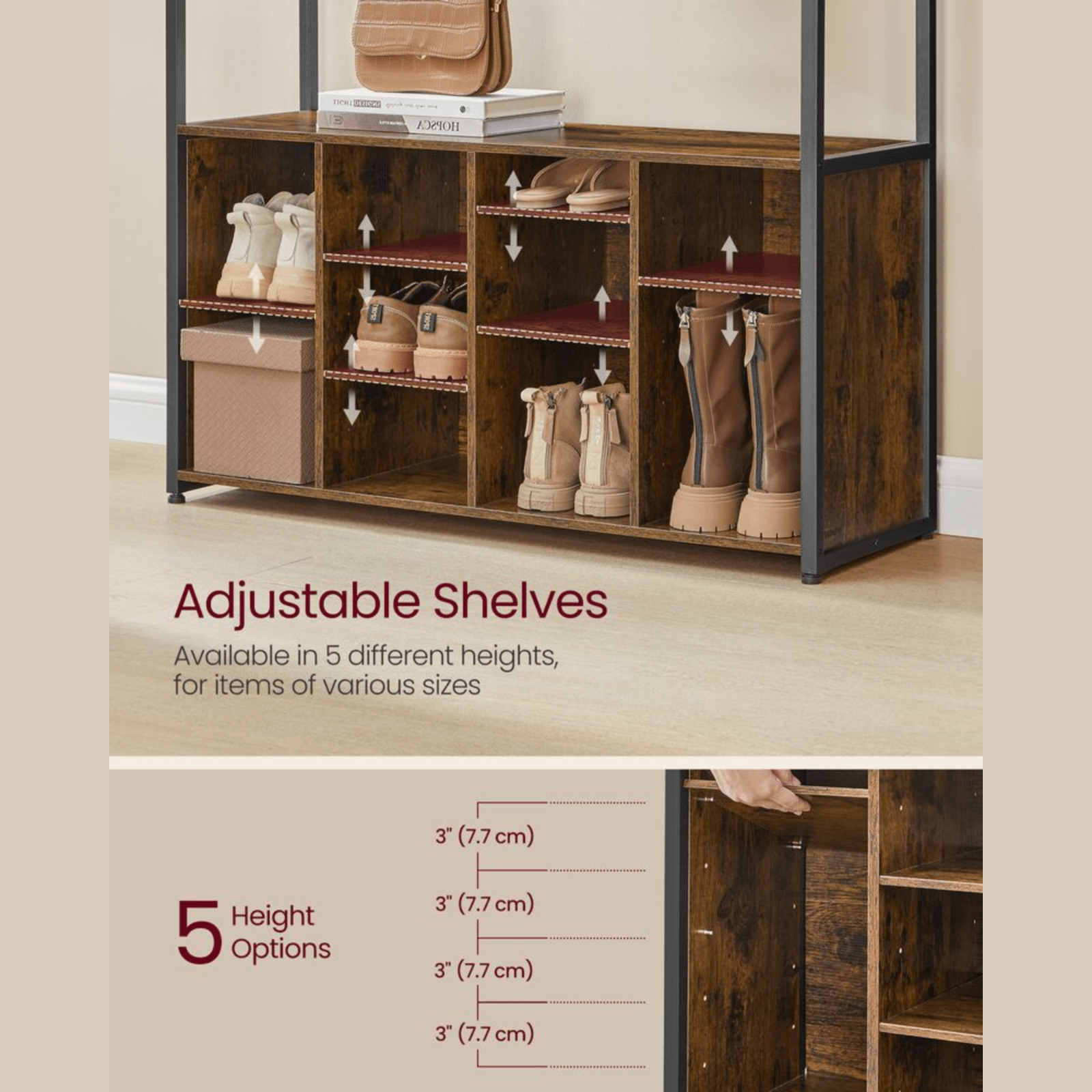 Large Rustic Coat Rack With Seat Entryway Hall Tree Shoe Rack Shoe Bench Shelves - Home and Garden Furniture Shop - rustic - furniture