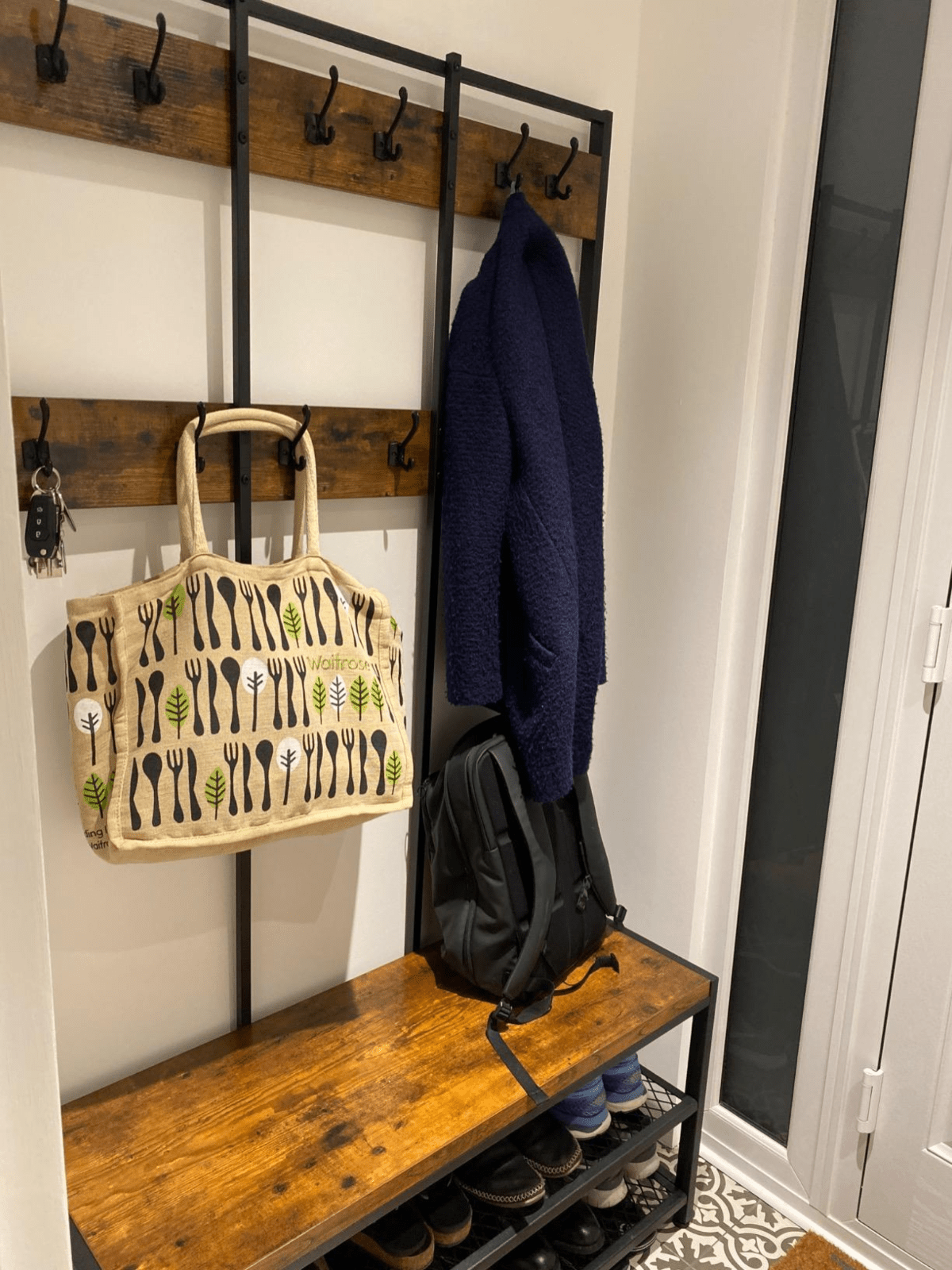 Large Rustic Coat Rack With Seat Entryway Shoe Rack Hall Tree Shoe Bench Shelves - Home and Garden Furniture Shop - #rustic - furniture#