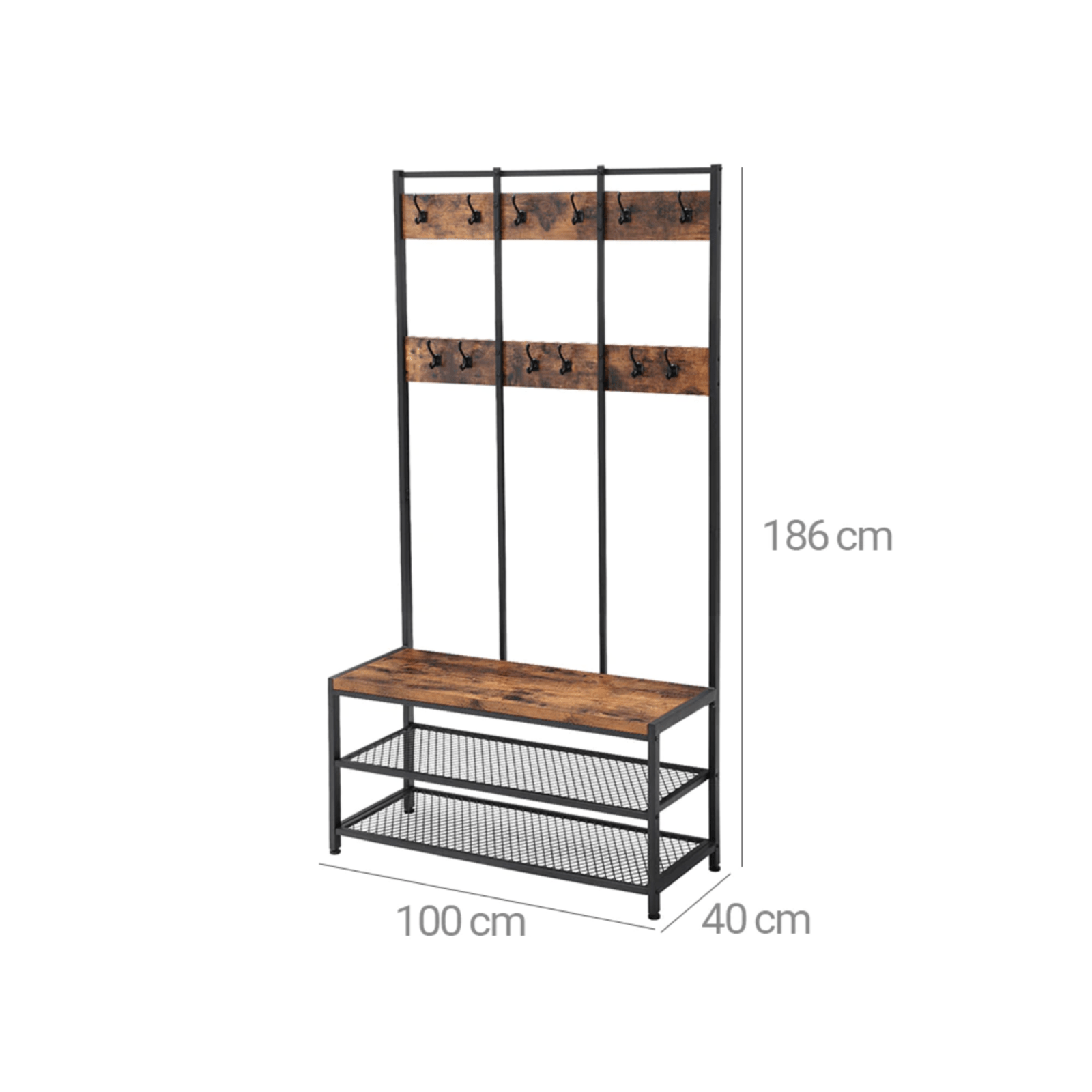 Large Rustic Coat Rack With Seat Entryway Shoe Rack Hall Tree Shoe Bench Shelves - Home and Garden Furniture Shop - rustic - furniture