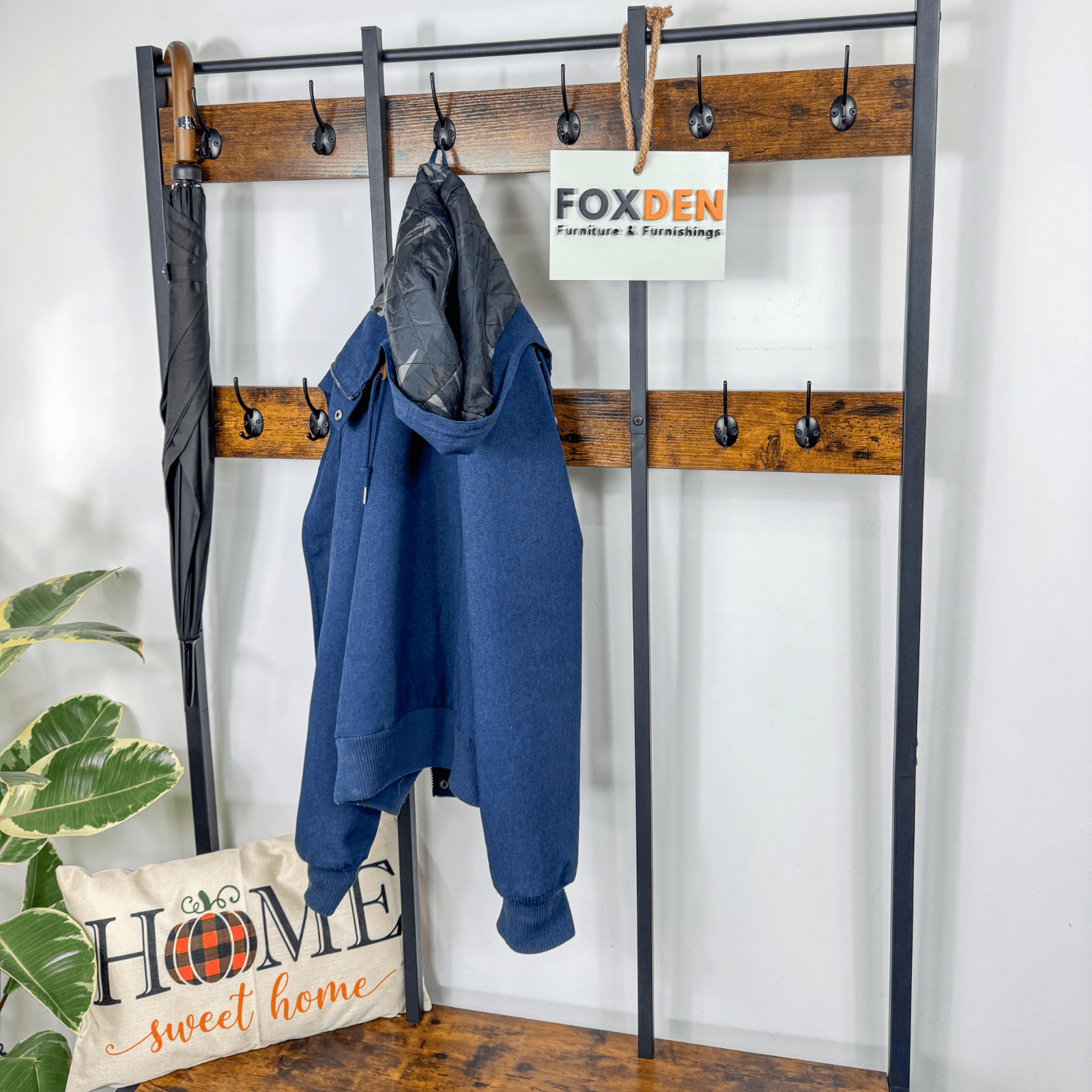 Large Rustic Coat Rack With Seat Shoe Rack Hall Tree Entryway Shoe Bench Shelves - Home and Garden Furniture Shop - rustic - furniture