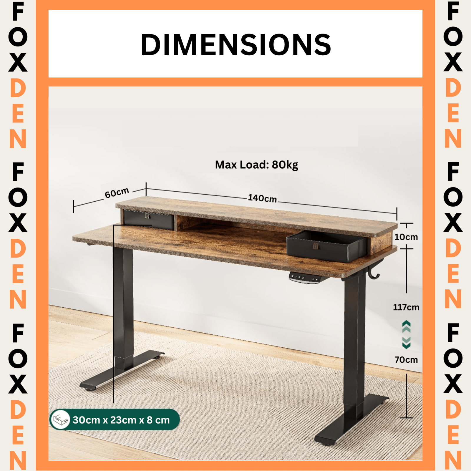 Large Rustic Electric Standing Desk Home Office Studio Monitor Stand Drawers NEW - Home and Garden Furniture Shop - #rustic - furniture#