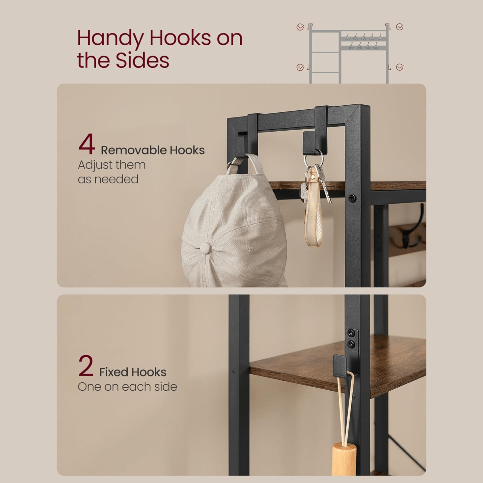 Large Rustic Hall Tree Coat Stand Shoe Rack Bench with Storage Shelves and Hooks - Home and Garden Furniture Shop - rustic - furniture