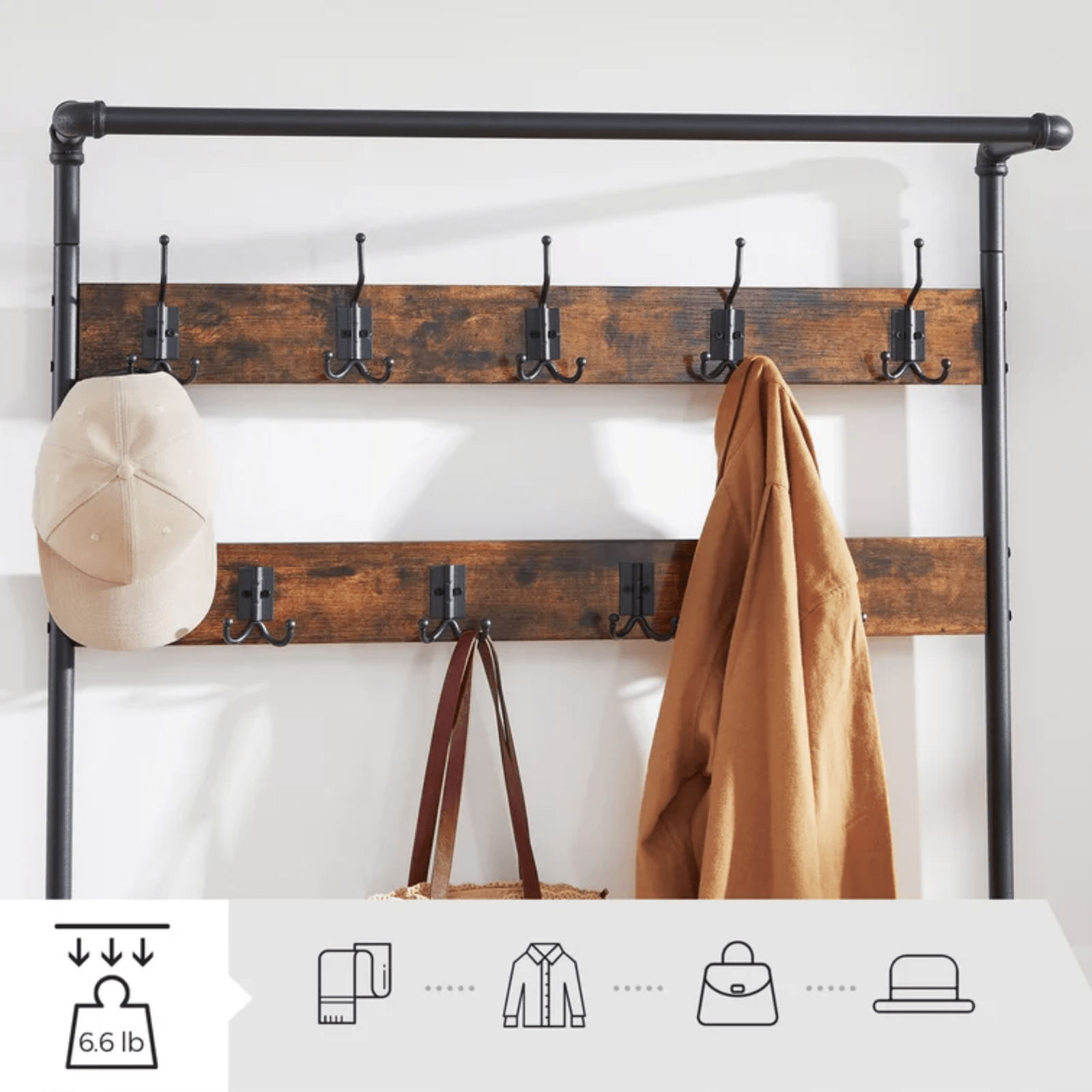 Large Rustic Hall Tree Hat and Coat Stand Hallway Shoe Rack Bench Shelves Hooks - Home and Garden Furniture Shop - #rustic - furniture#