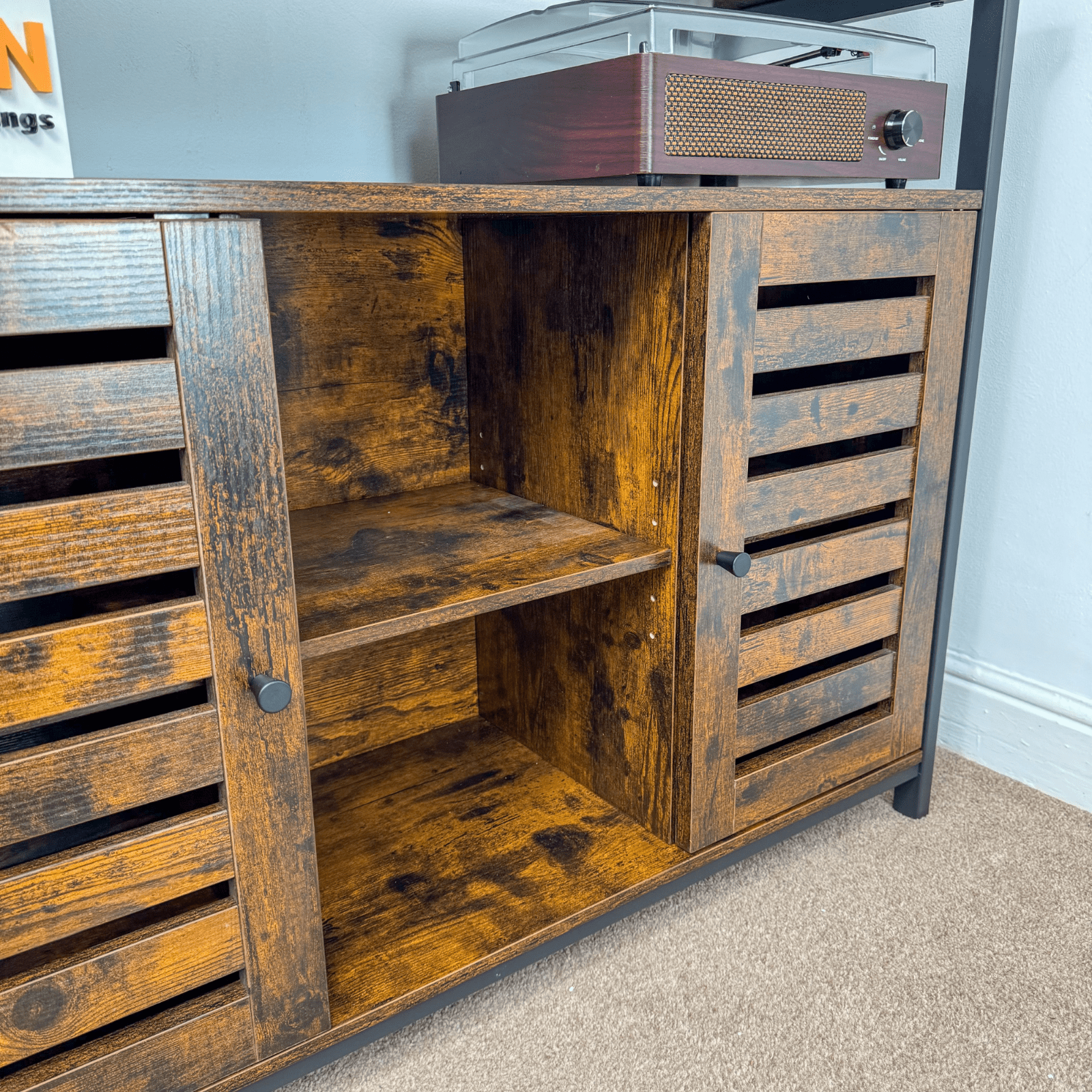 Large Rustic Sideboard Storage Cabinet Cupboard Shelves Industrial Buffet Unit - Home and Garden Furniture Shop - #rustic - furniture#