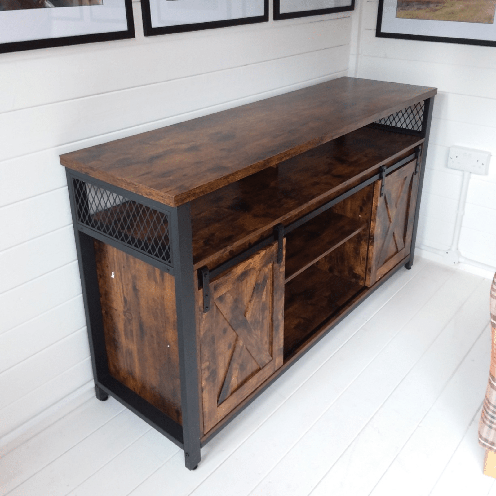 Large Rustic TV Stand Cabinet TV Unit Storage Media Center Living Room Furniture - Home and Garden Furniture Shop - rustic - furniture