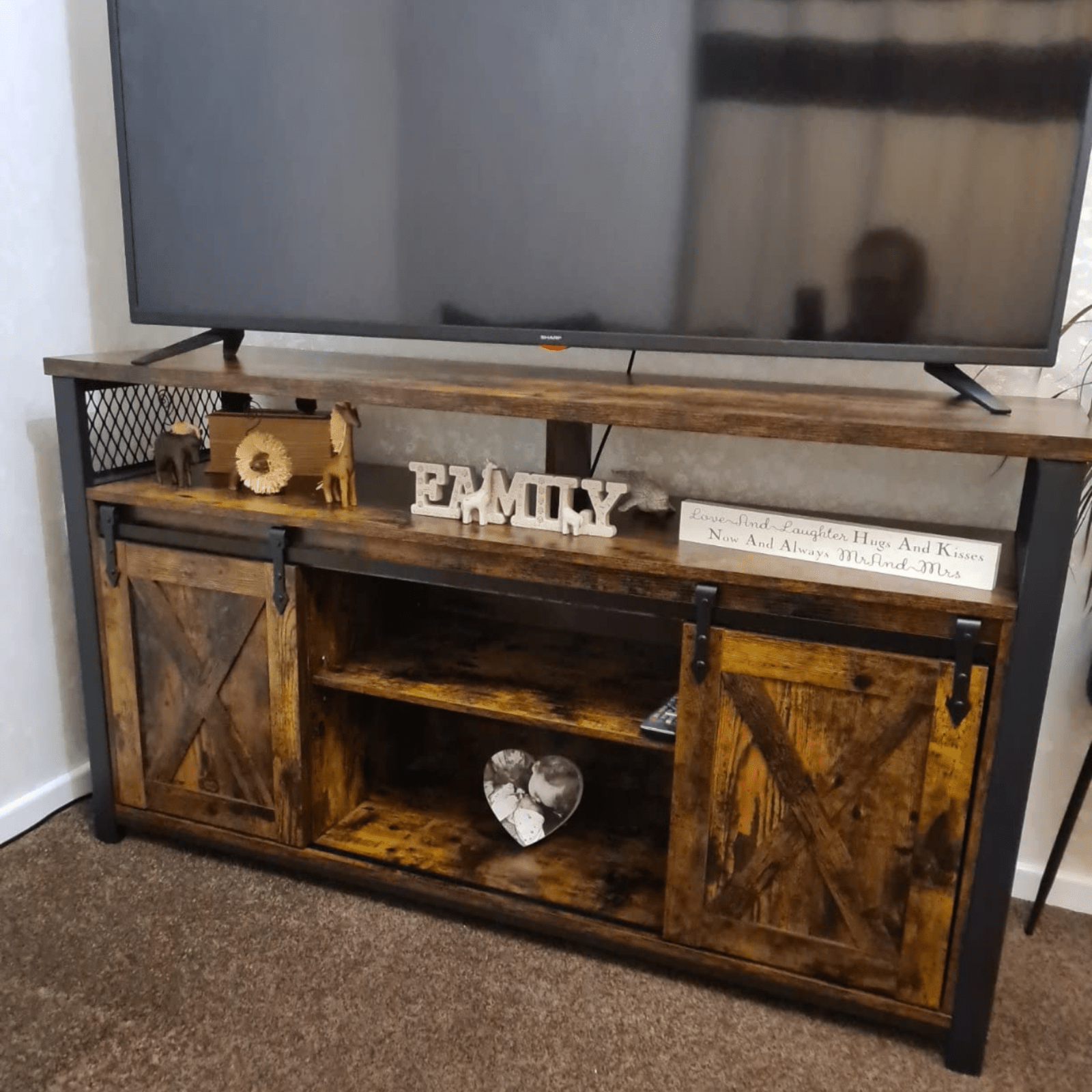 Large Rustic TV Stand Cabinet TV Unit Storage Media Center Living Room Furniture - Home and Garden Furniture Shop - rustic - furniture