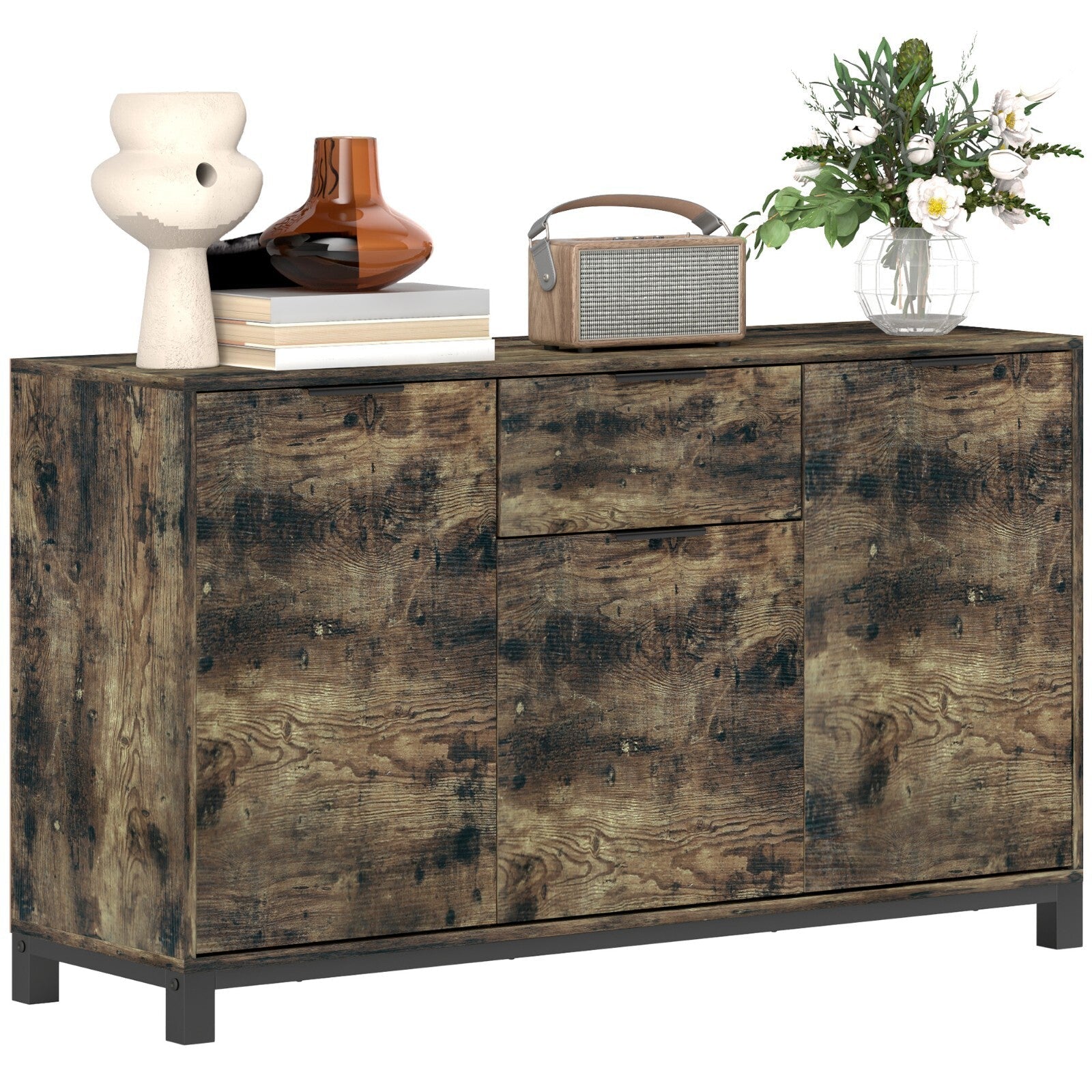 Large Sideboard Storage Cabinet for Living Room Industrial Cupboard Doors Drawer - Home and Garden Furniture Shop - rustic - furniture