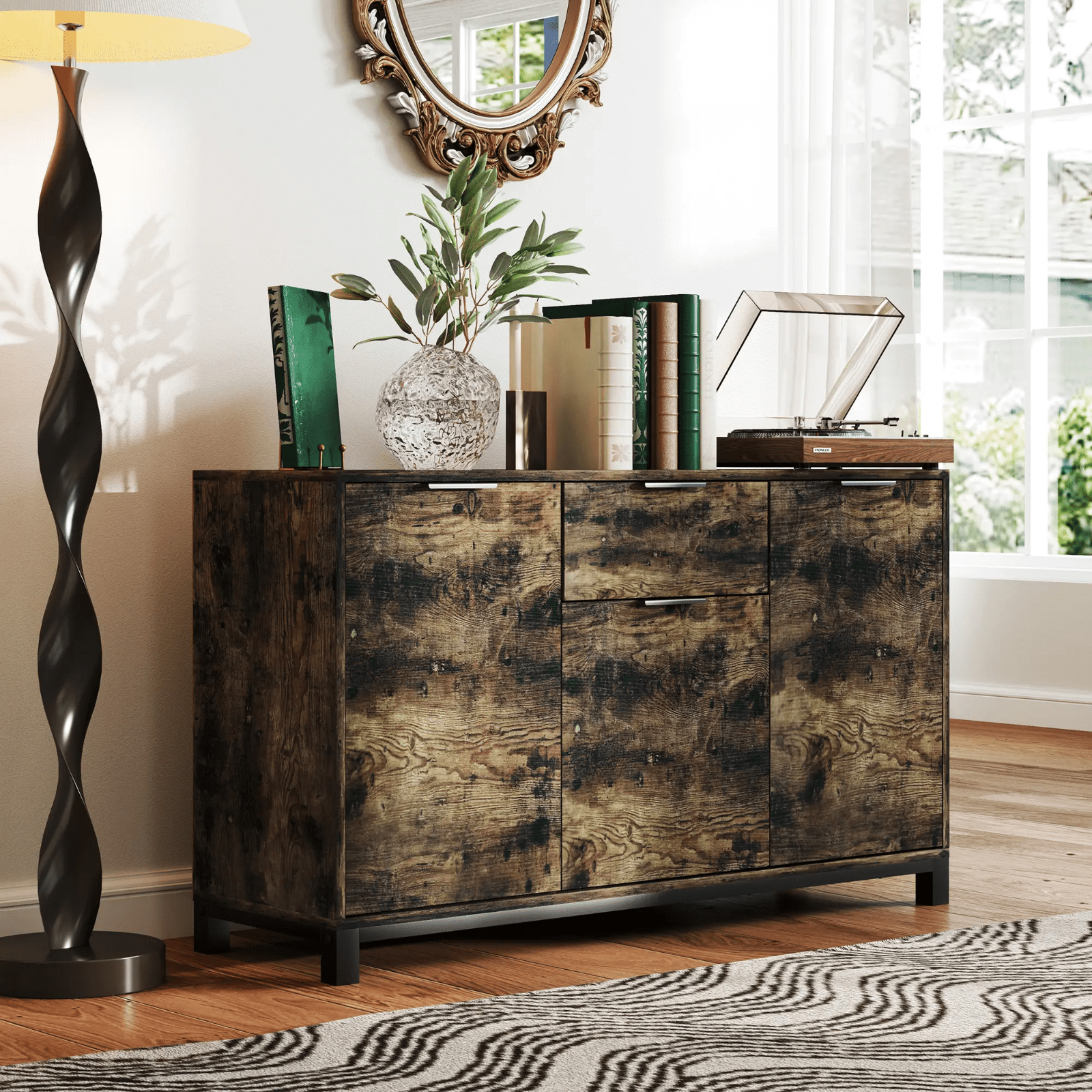 Large Sideboard Storage Cabinet for Living Room Industrial Cupboard Doors Drawer - Home and Garden Furniture Shop - rustic - furniture