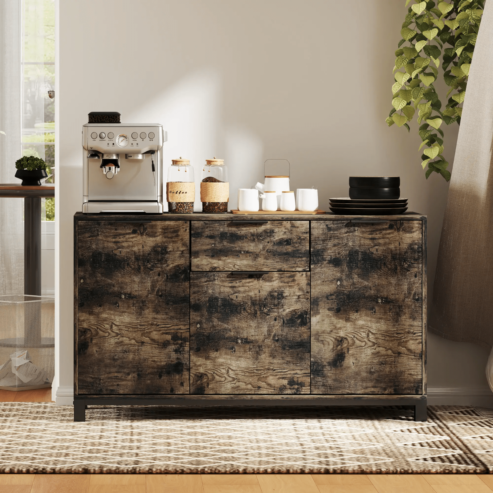 Large Sideboard Storage Cabinet for Living Room Industrial Cupboard Doors Drawer - Home and Garden Furniture Shop - #rustic - furniture#