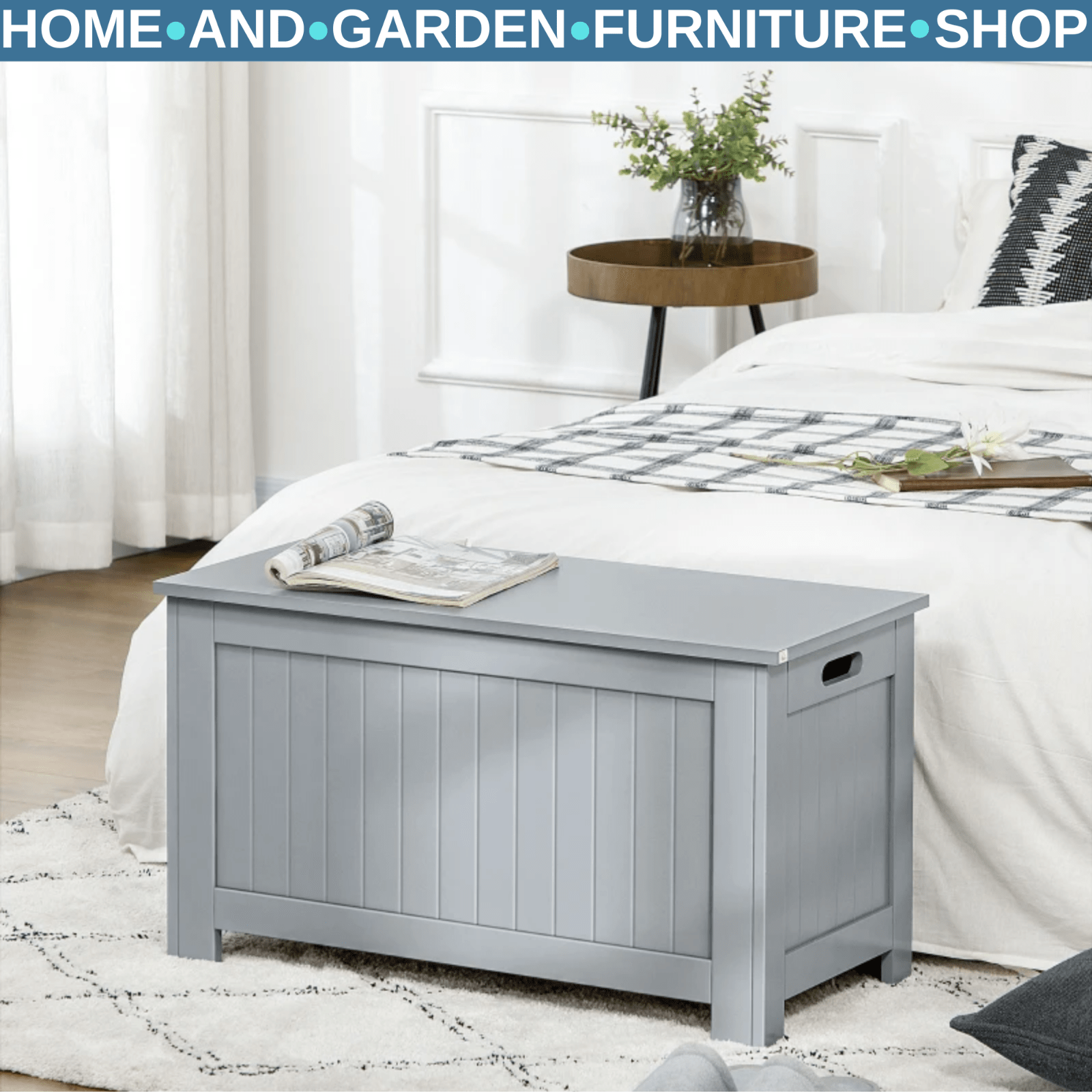 Large Storage Box Toy Chest Window Seat Bedroom Bed End Seat Ottomon Safety Lid - Home and Garden Furniture Shop - rustic - furniture