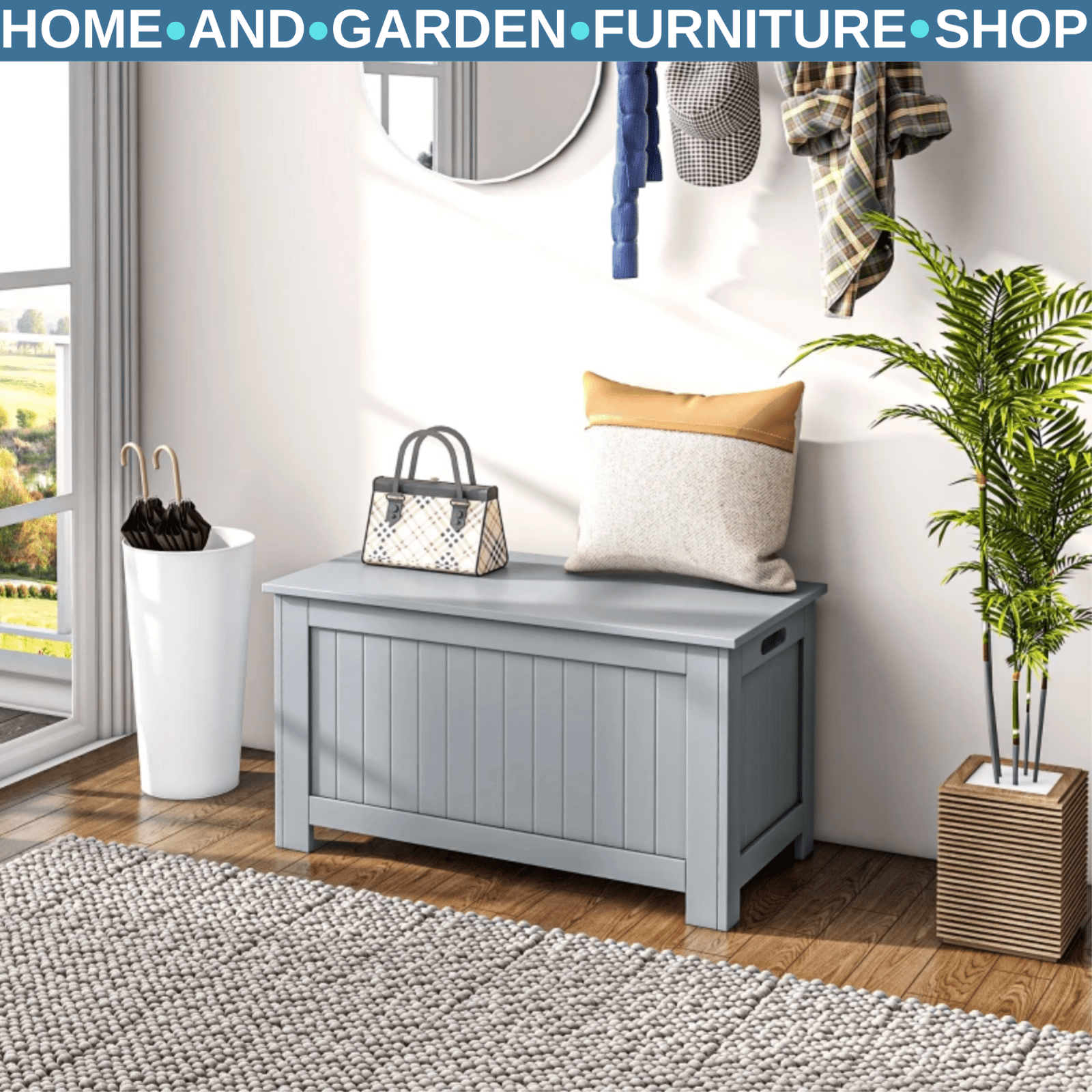 Large Storage Box Toy Chest Window Seat Bedroom Bed End Seat Ottomon Safety Lid - Home and Garden Furniture Shop - rustic - furniture