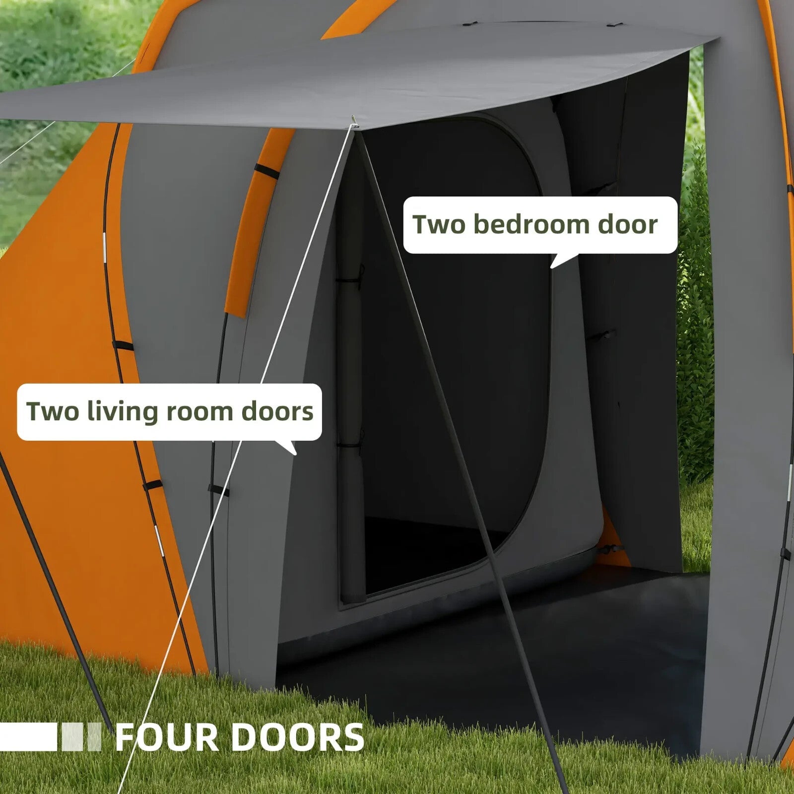 Large Tunnel Camping Tent with 2 Bedrooms Living Area 2000mm Waterproof 4–6 Man - Home and Garden Furniture Shop - rustic - furniture