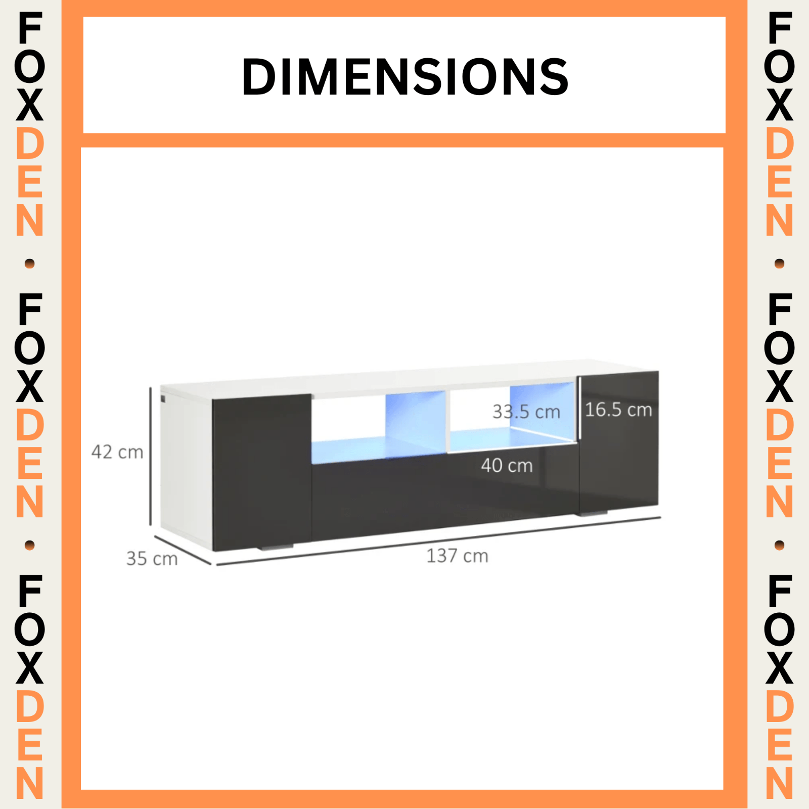 Large TV Stand Cabinet with Storage Lights High Gloss Grey TV Media Unit Shelves - Home and Garden Furniture Shop - rustic - furniture