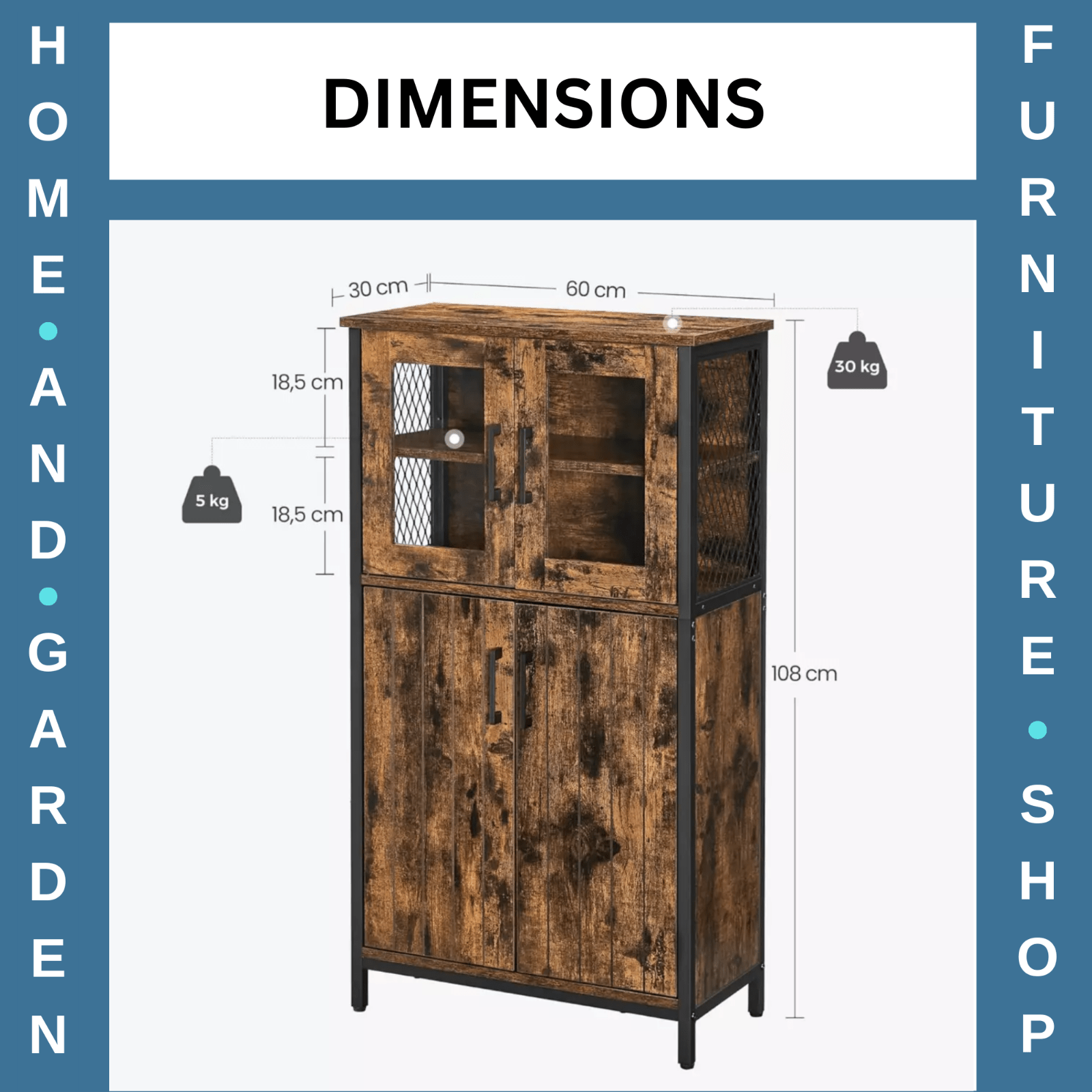 Large Vintage Storage Cabinet Glass Doors Tall Industrial China Cupboard Rustic - Home and Garden Furniture Shop - rustic - furniture