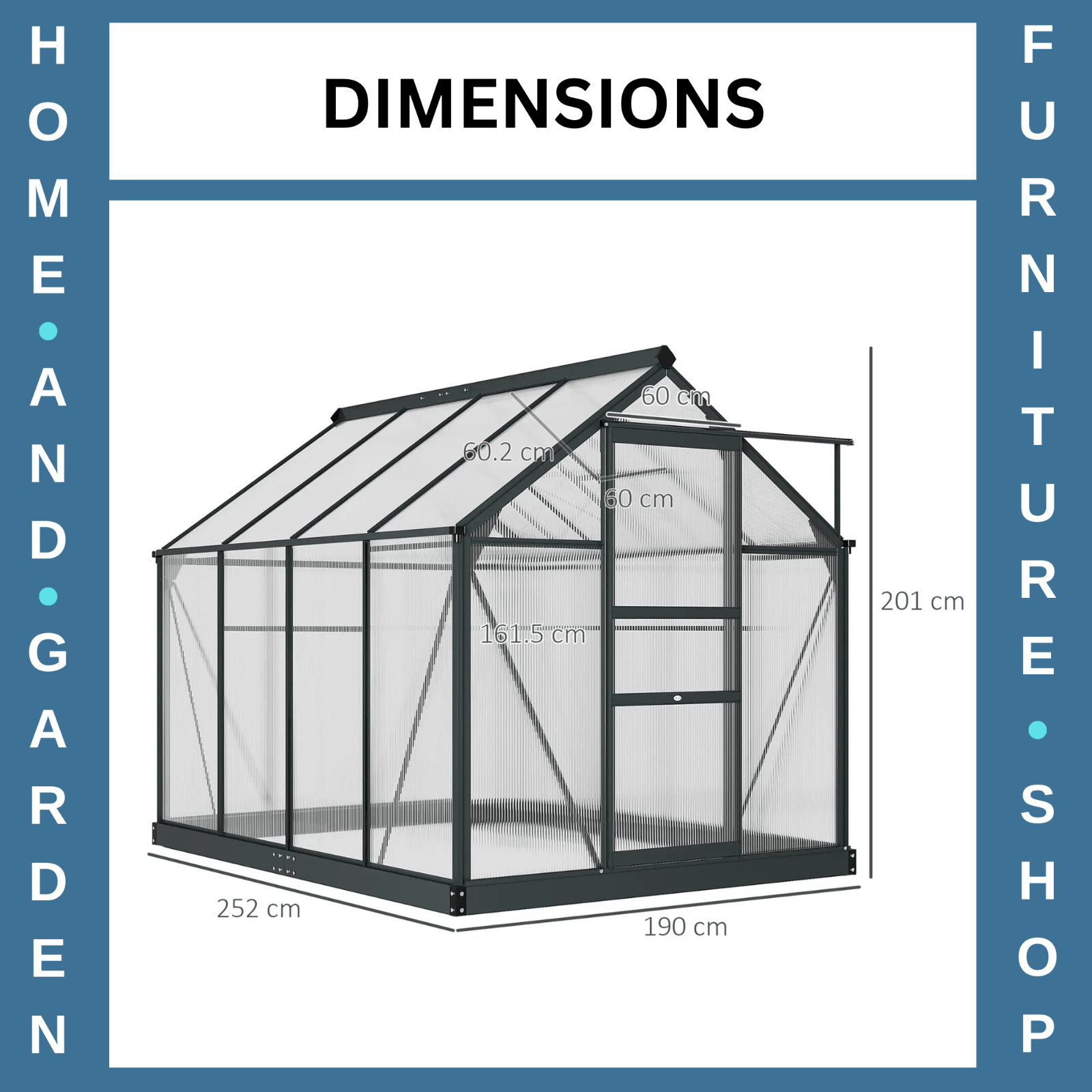 Large Walk In Greenhouse Polycarbonate Panels Aluminium Frame Galvanised Base - Home and Garden Furniture Shop - rustic - furniture