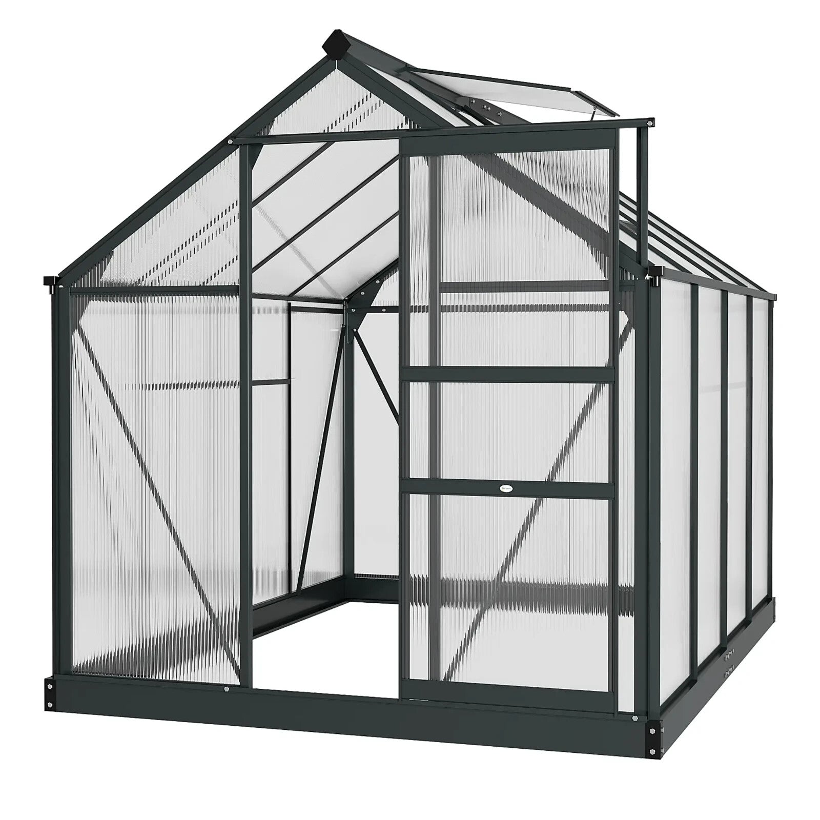 Large Walk In Greenhouse Polycarbonate Panels Aluminium Frame Galvanised Base - Home and Garden Furniture Shop - rustic - furniture