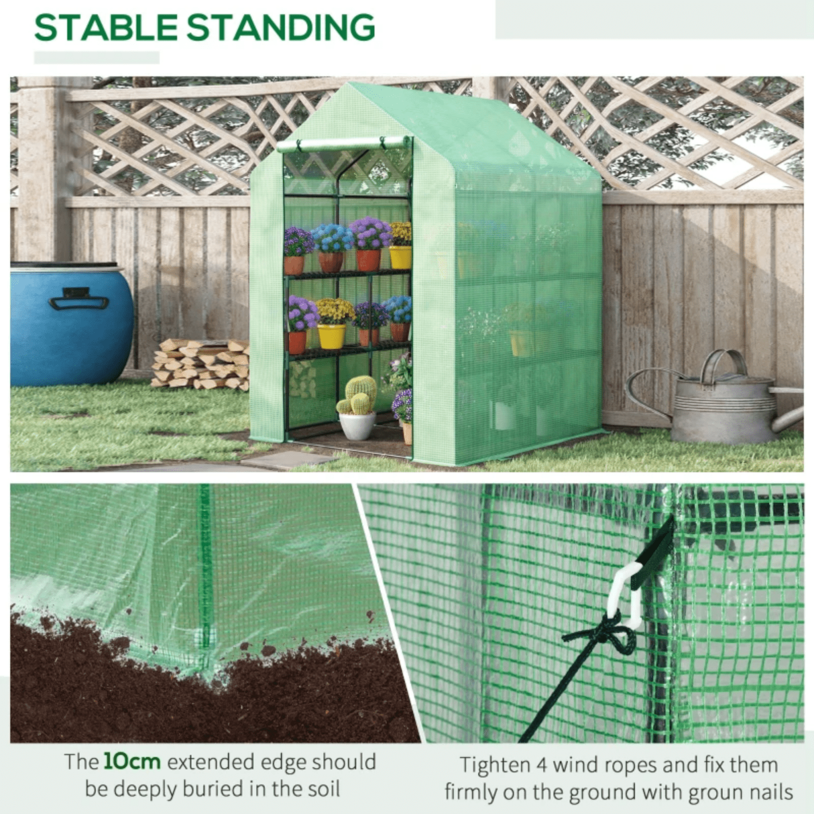 Large Walk In Greenhouse PVC Frame Shelves Reinforced Garden Plant Grow Nursery - Home and Garden Furniture Shop - rustic - furniture