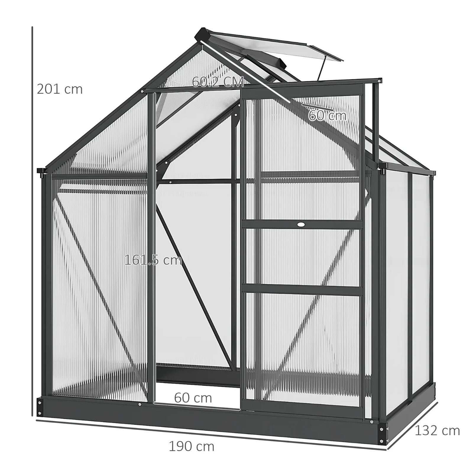 Large Walk - In Polycarbonate Greenhouse Aluminium Frame Galvanised Base Garden - Home and Garden Furniture Shop - rustic - furniture