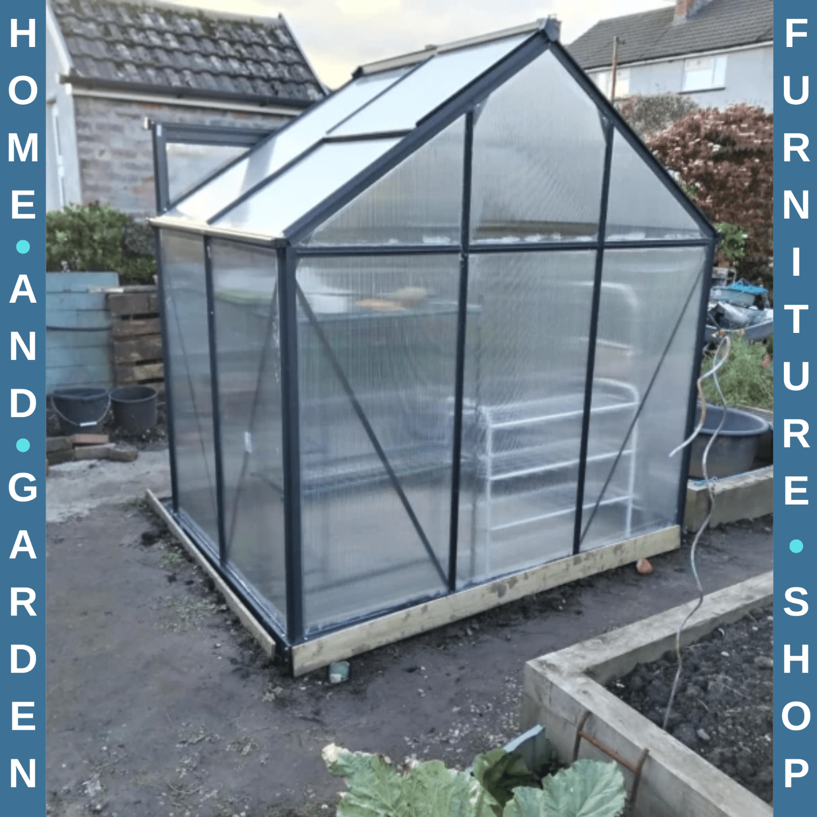 Large Walk - In Polycarbonate Greenhouse Aluminium Frame Galvanised Base Garden - Home and Garden Furniture Shop - rustic - furniture