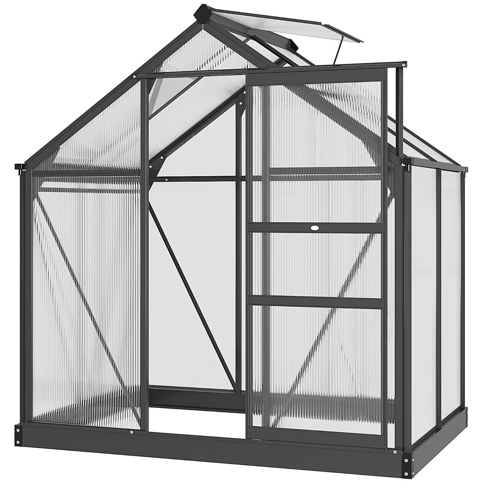 Large Walk - In Polycarbonate Greenhouse Aluminium Frame Galvanised Base Garden - Home and Garden Furniture Shop - rustic - furniture