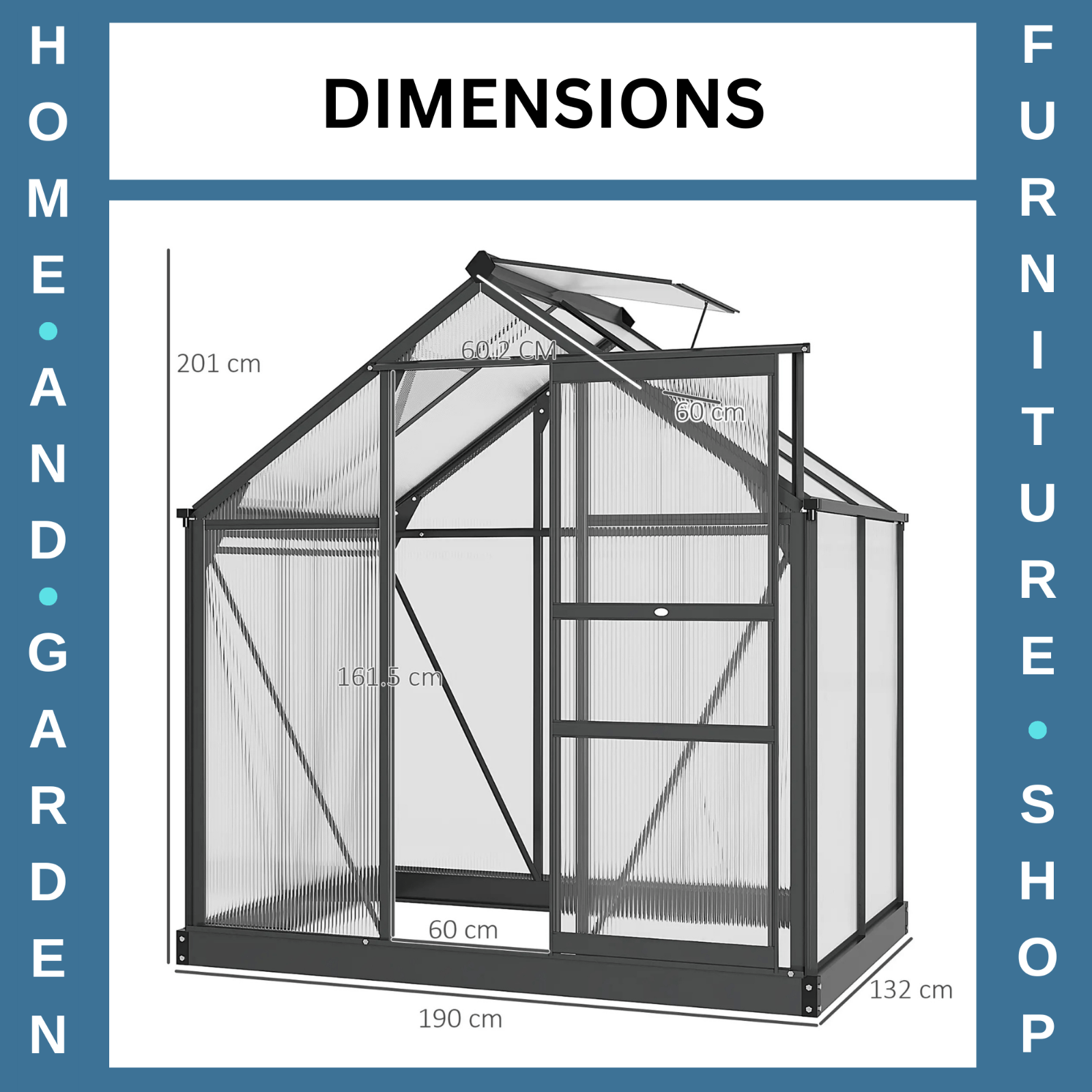 Large Walk - In Polycarbonate Greenhouse Aluminium Frame Galvanised Base Garden - Home and Garden Furniture Shop - rustic - furniture