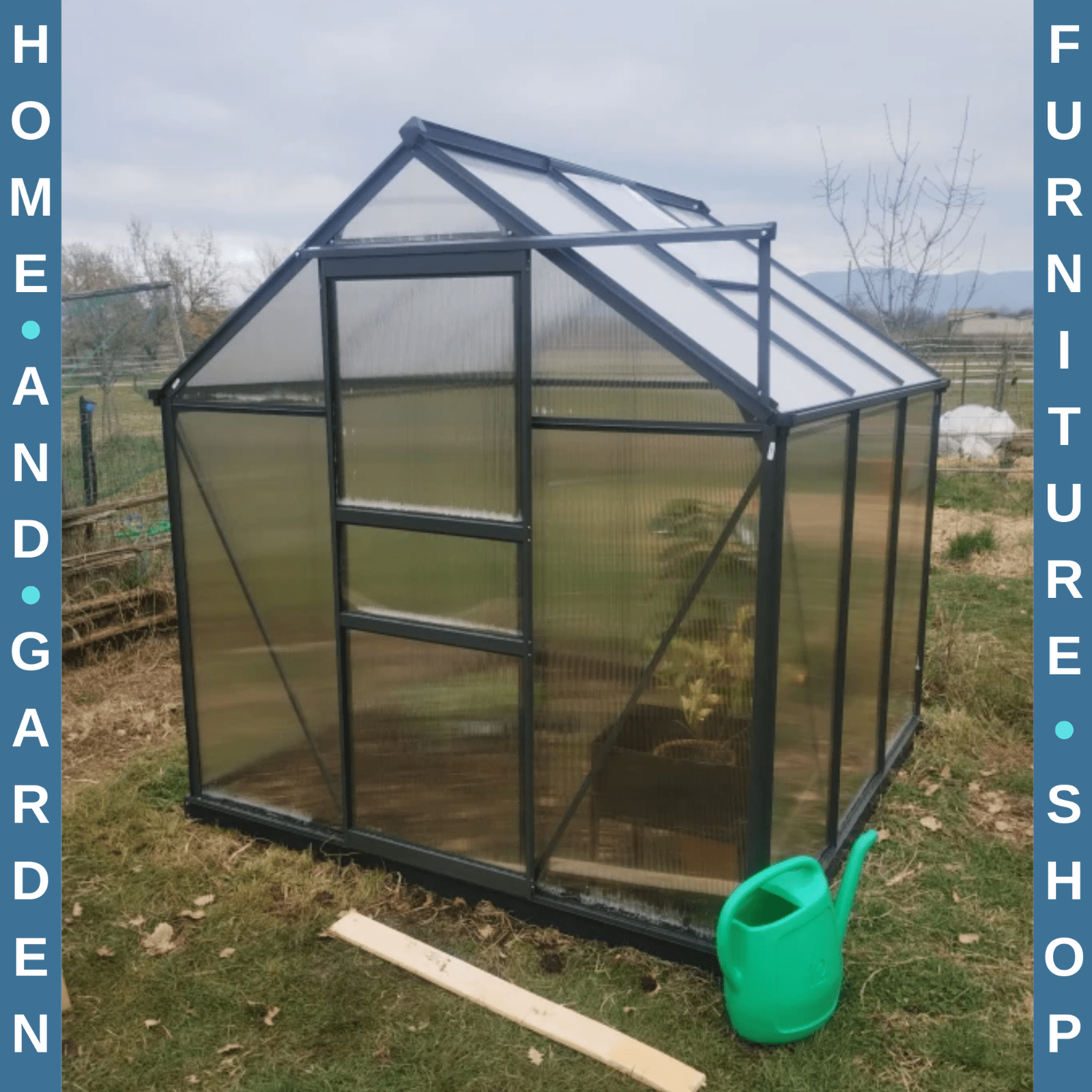 Large Walk - In Polycarbonate Greenhouse Aluminium Frame Galvanised Base,Garden - Home and Garden Furniture Shop - rustic - furniture