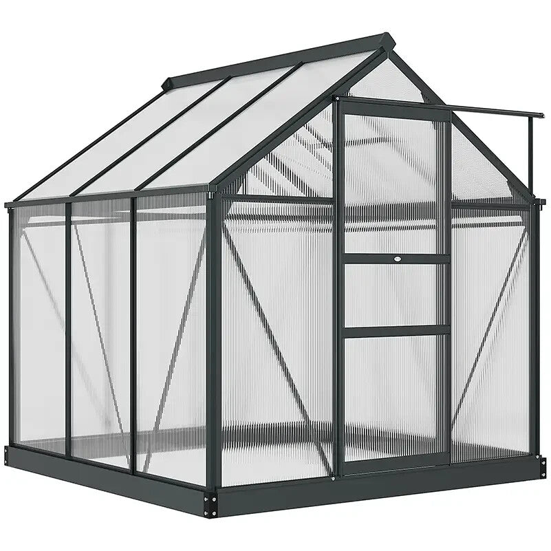 Large Walk - In Polycarbonate Greenhouse Aluminium Frame Galvanised Base,Garden - Home and Garden Furniture Shop - rustic - furniture