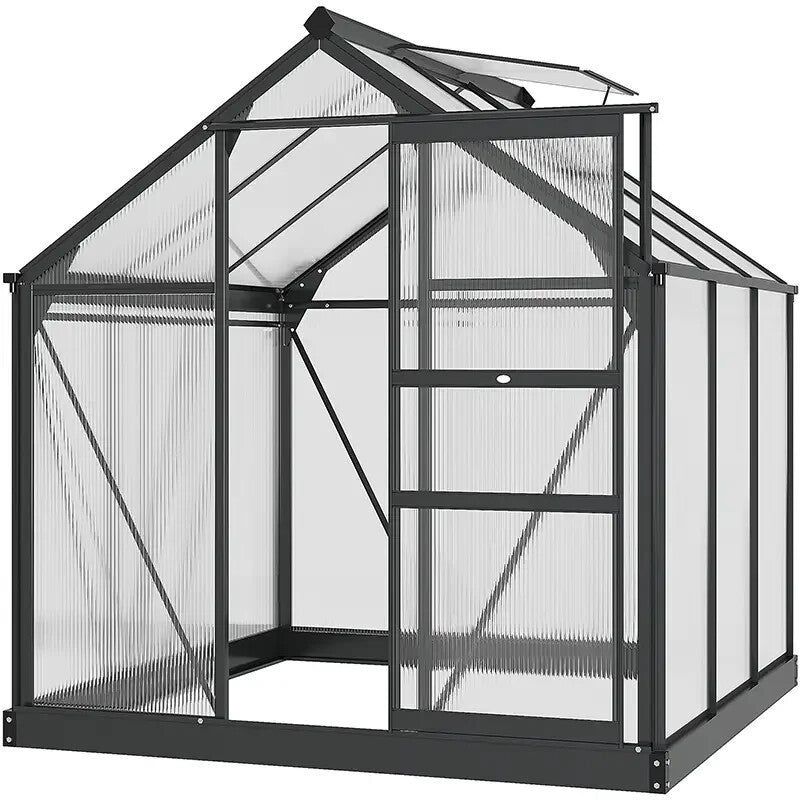 Large Walk - In Polycarbonate Greenhouse Aluminium Frame Galvanised Base,Garden - Home and Garden Furniture Shop - rustic - furniture