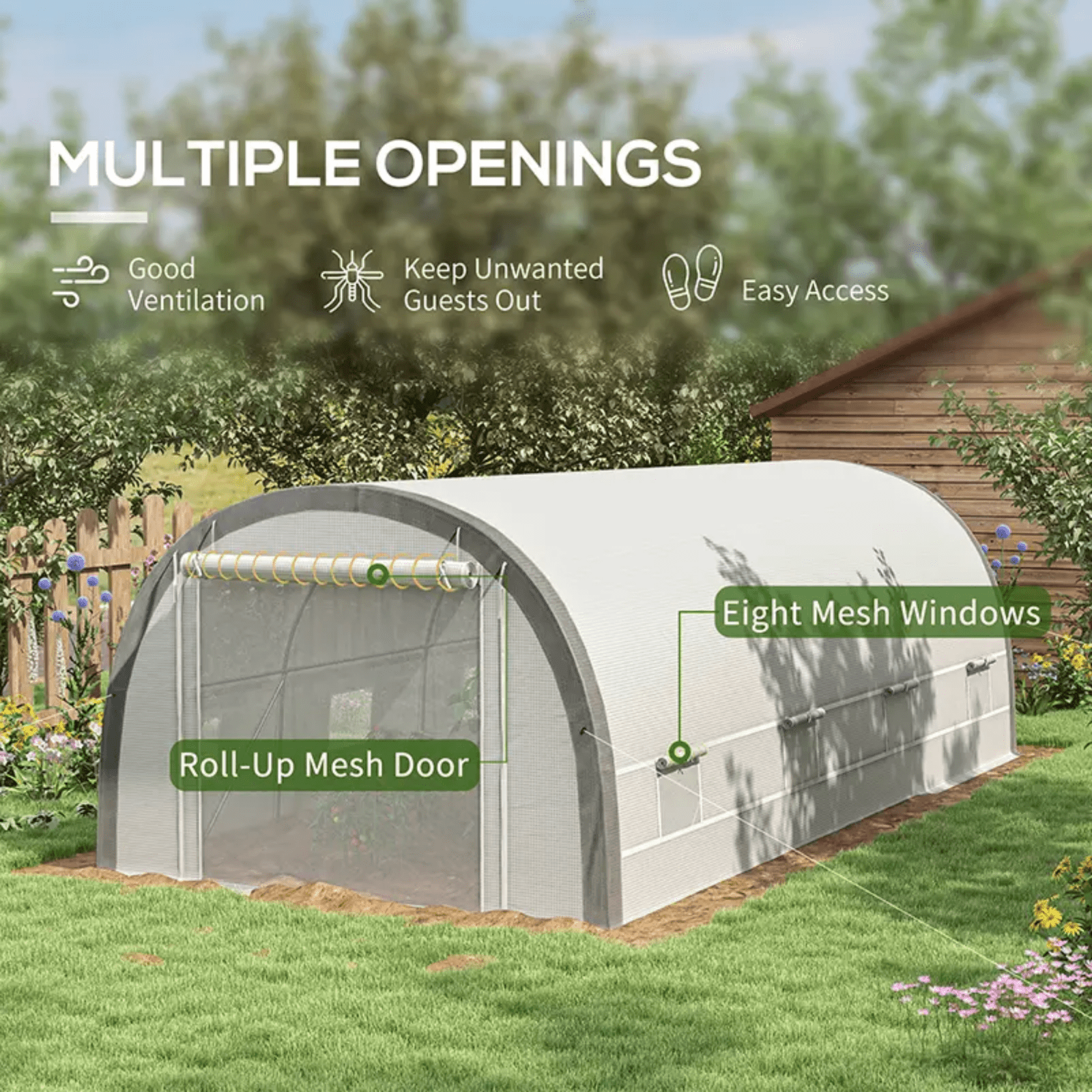 Large Walk In Polytunnel Greenhouse Plant Tent Metal Frame Outdoor Grow House - Home and Garden Furniture Shop - rustic - furniture