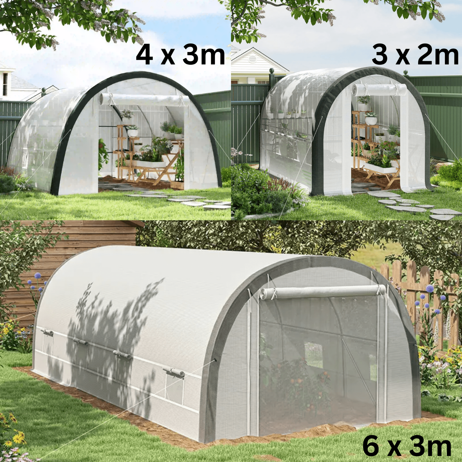 Large Walk In Polytunnel Greenhouse Plant Tent Metal Frame Outdoor Grow House - Home and Garden Furniture Shop - rustic - furniture