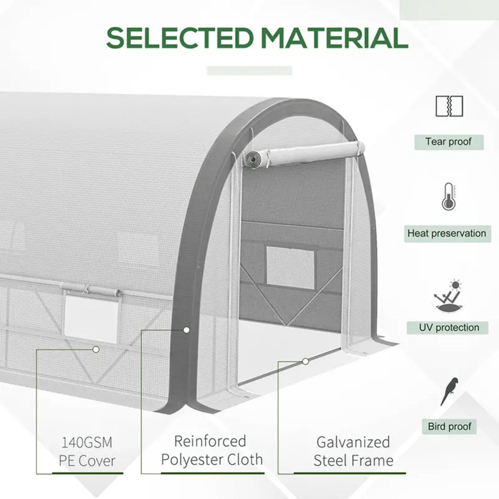 Large Walk In Polytunnel Greenhouse Plant Tent Metal Frame Outdoor Grow House - Home and Garden Furniture Shop - rustic - furniture