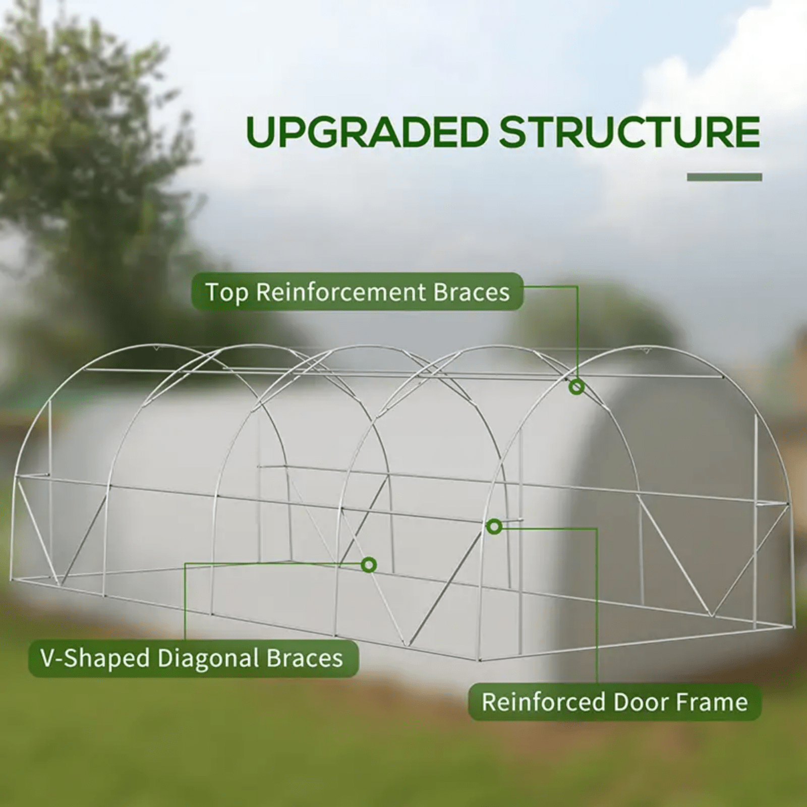 Large Walk In Polytunnel Greenhouse Plant Tent Metal Frame Outdoor Grow House - Home and Garden Furniture Shop - rustic - furniture
