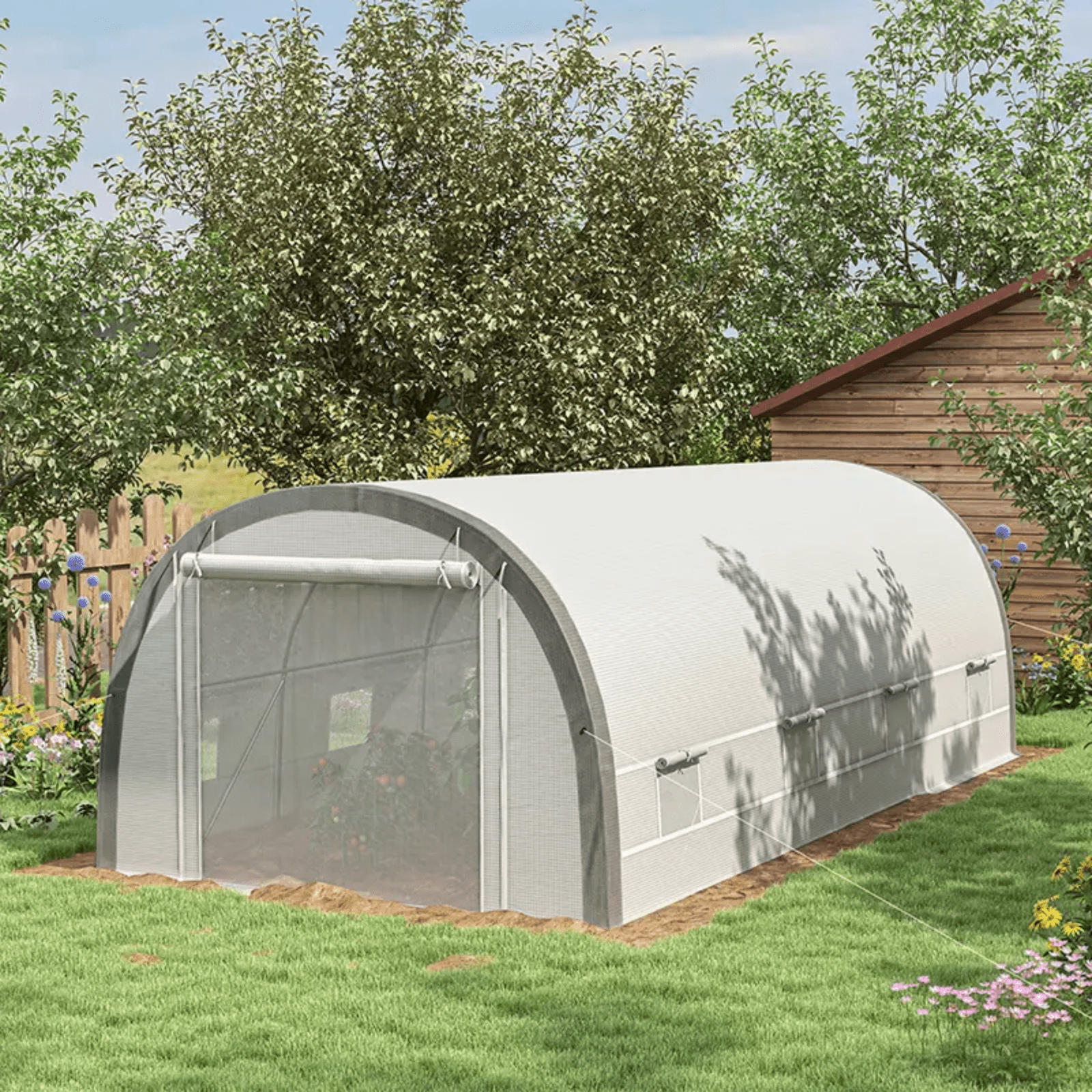 Large Walk In Polytunnel Greenhouse Plant Tent Metal Frame Outdoor Grow House - Home and Garden Furniture Shop - rustic - furniture