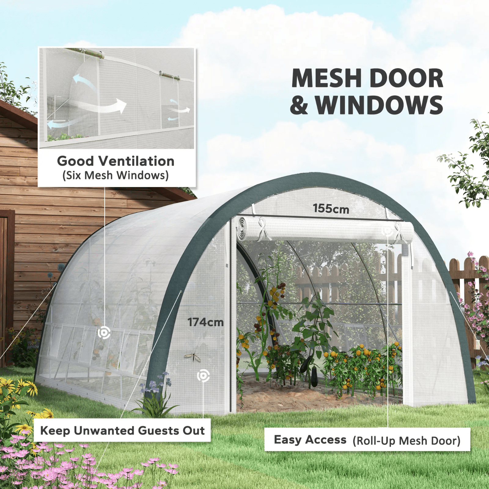 Large Walk In Polytunnel Greenhouse Plant Tent Metal Frame Outdoor Grow House - Home and Garden Furniture Shop - rustic - furniture
