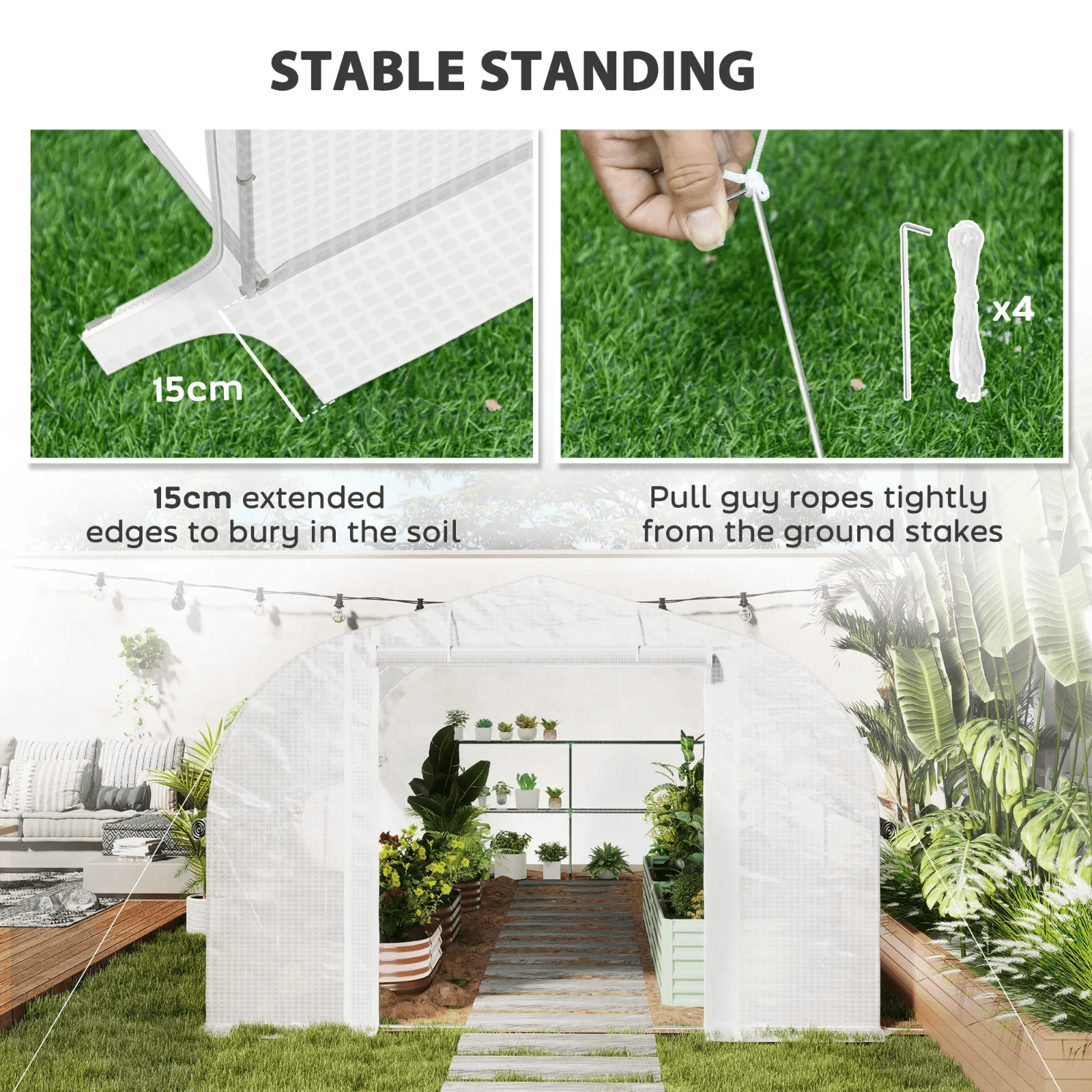 Large Walk In Polytunnel Greenhouse Plant Tent Metal Frame Outdoor Grow House - Home and Garden Furniture Shop - rustic - furniture