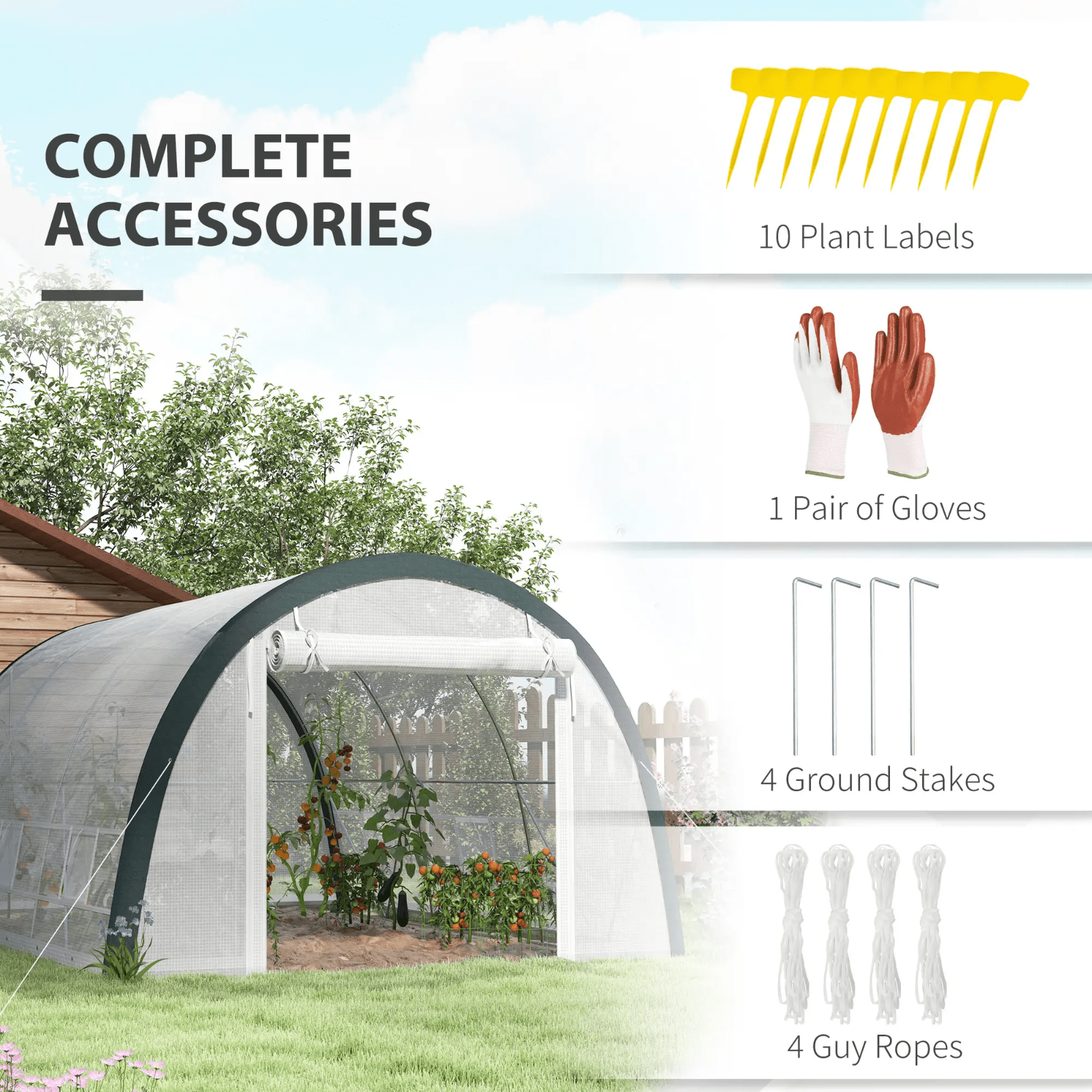 Large Walk In Polytunnel Greenhouse Plant Tent Metal Frame Outdoor Grow House - Home and Garden Furniture Shop - rustic - furniture